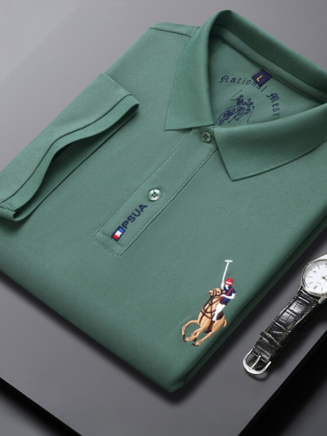 Men's Plus Size Short Sleeve Embroidered Polo