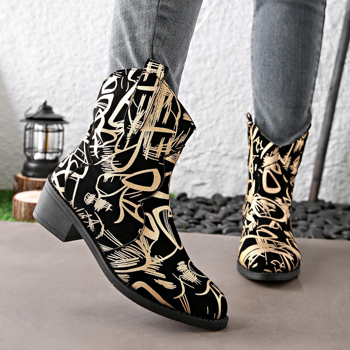 Round Toe Block Heels Boots