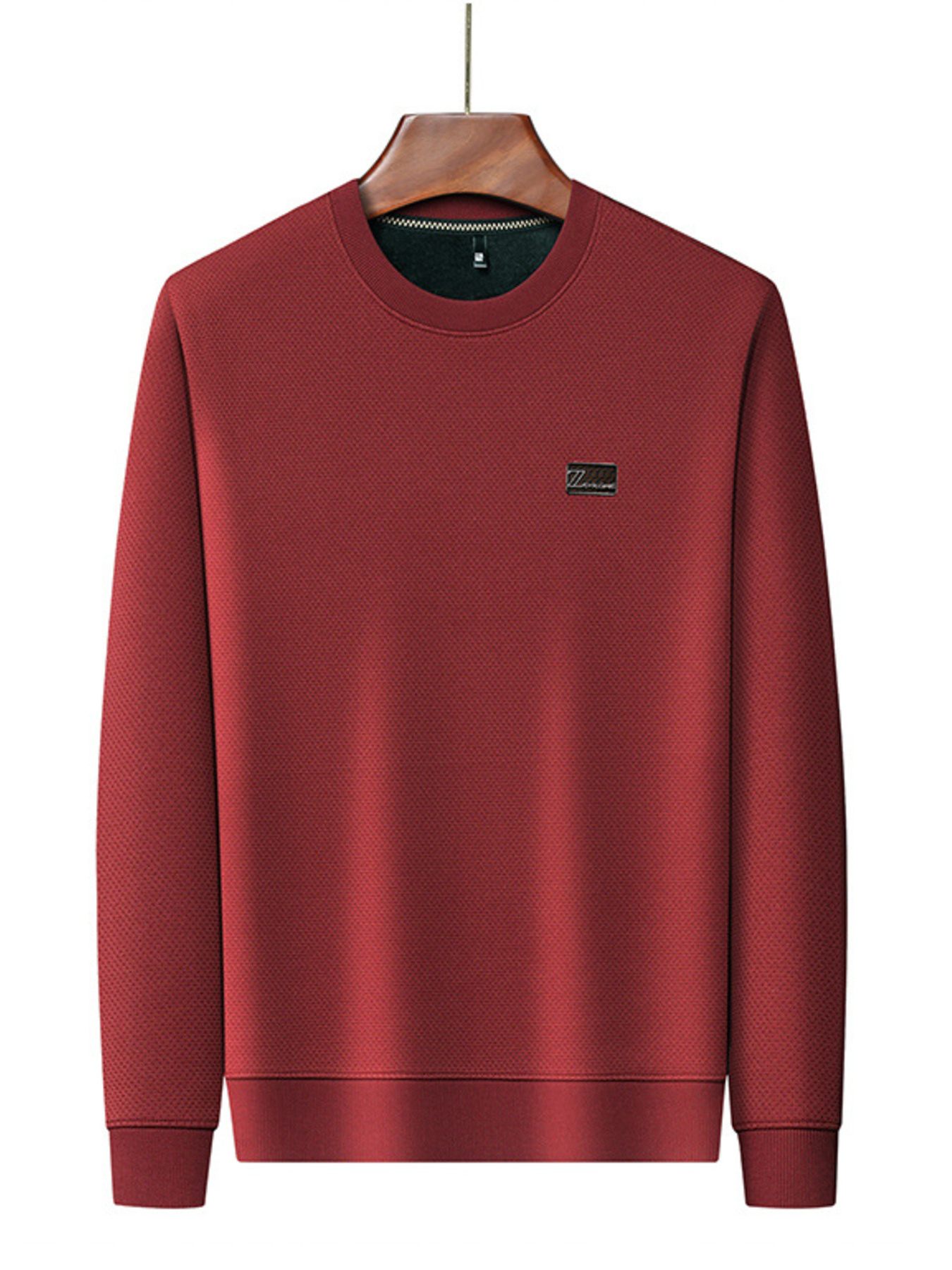 Men's Plus Size Textured Long Sleeve Casual T-Shirt