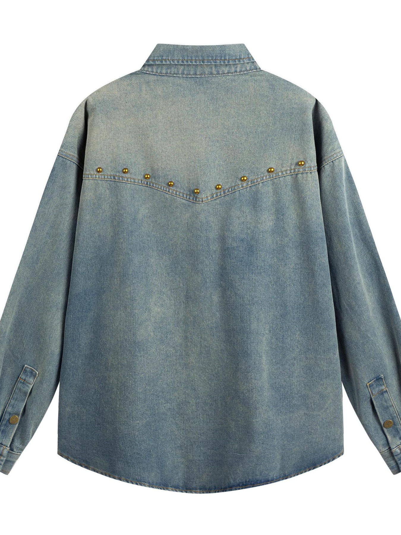 Men's Studded Long Sleeve Denim Shirt