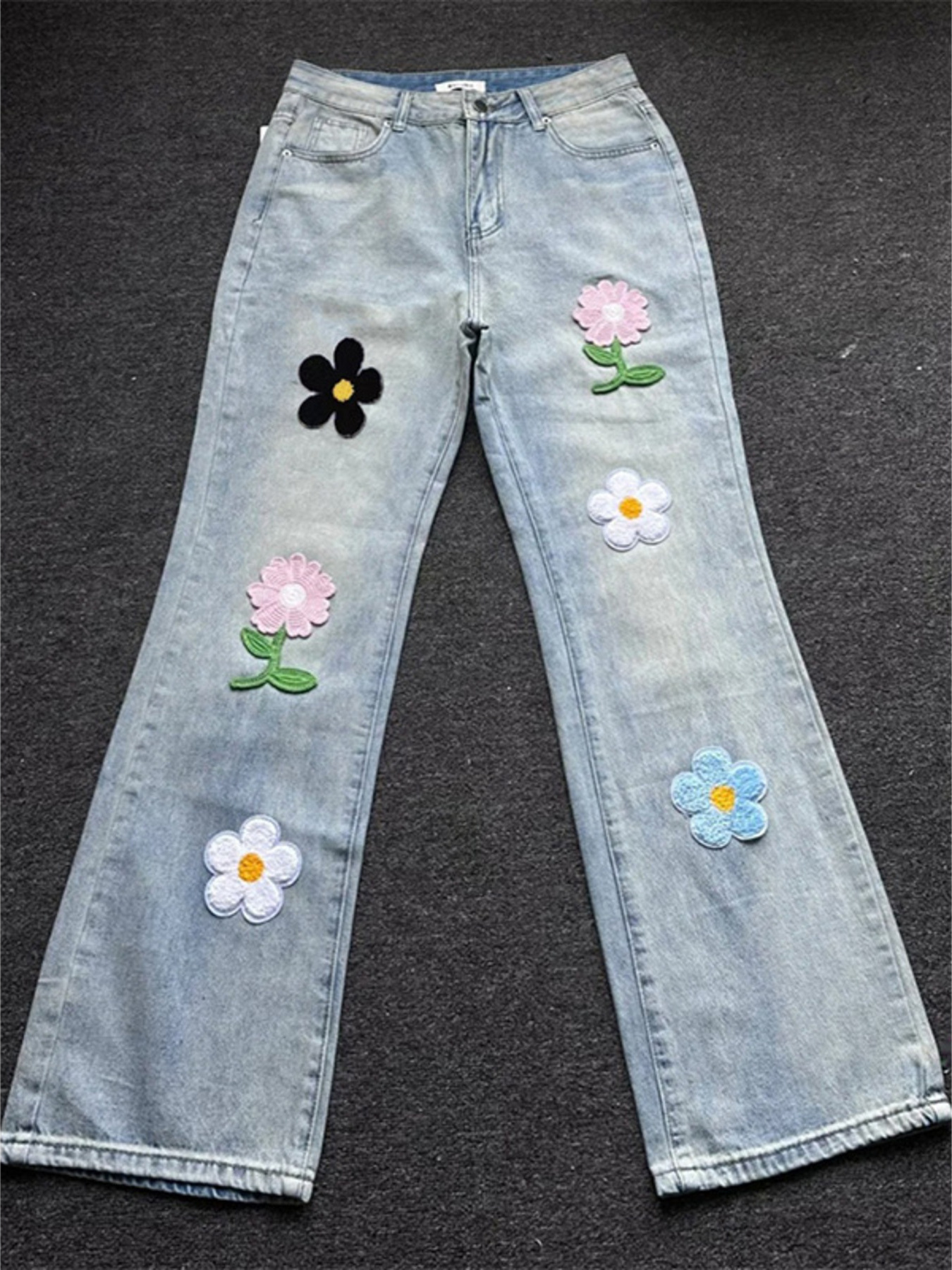 Men's Full Size Floral Wide Leg Jeans Plus Size