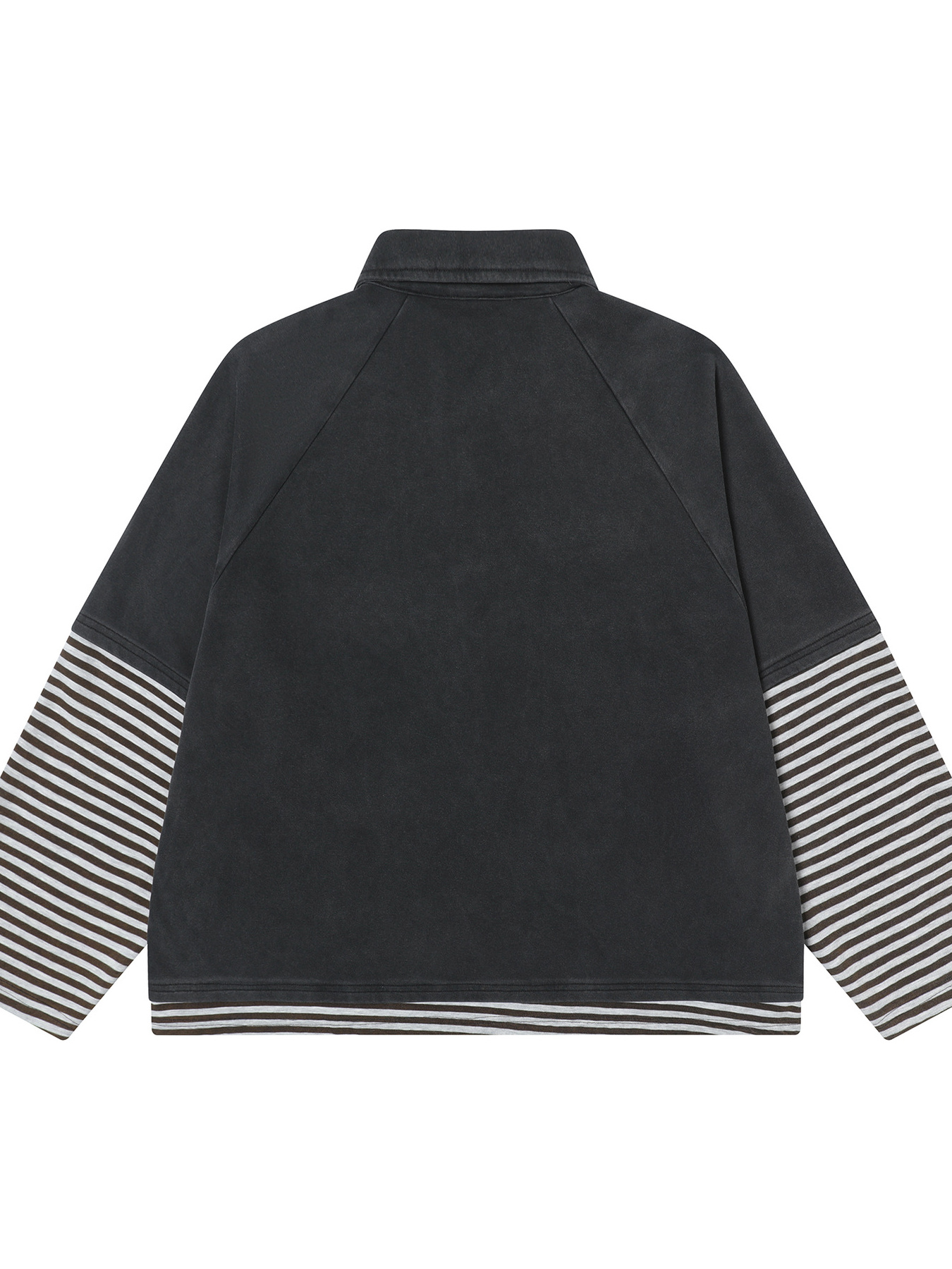 Men's Half Button Striped Long Sleeve Polo