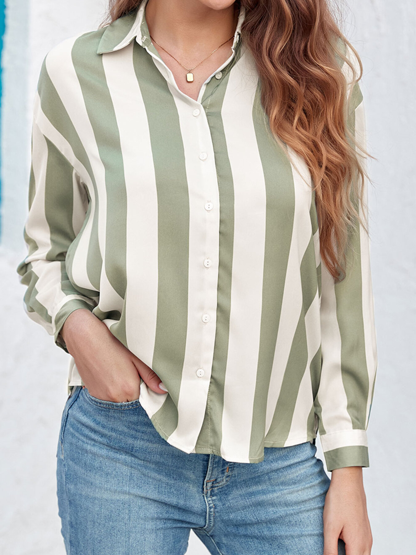 Striped Relaxed Button Up Shirt