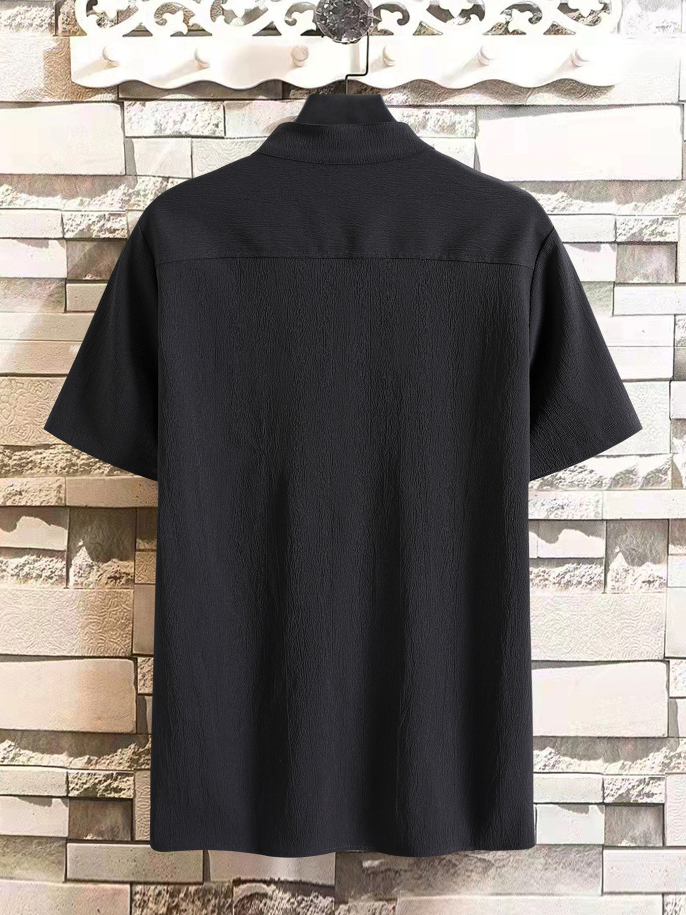 Men's Plus Size Button Detail Short Sleeve Blouse