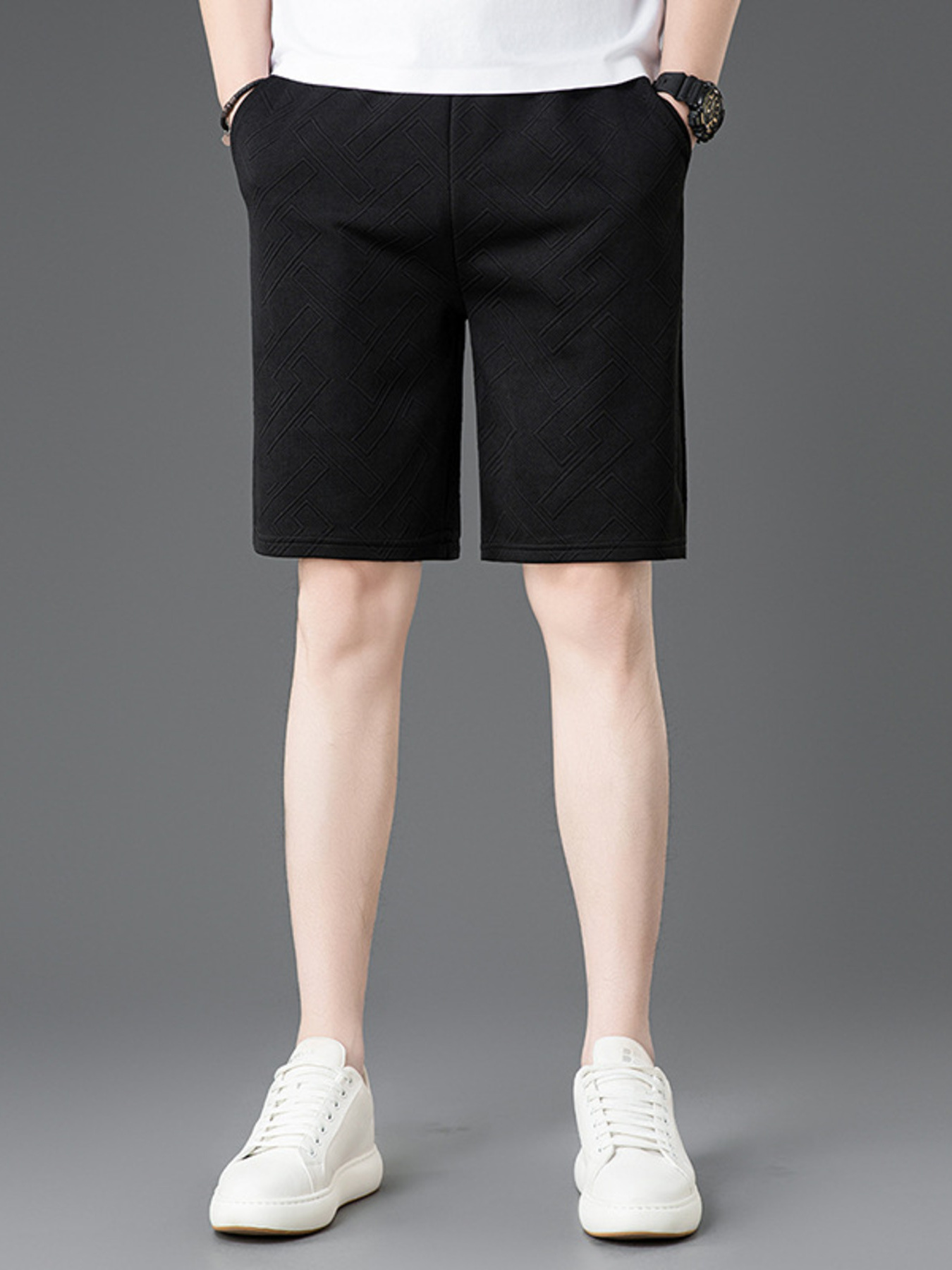 Men's Plus Size Drawstring Shorts with Pockets
