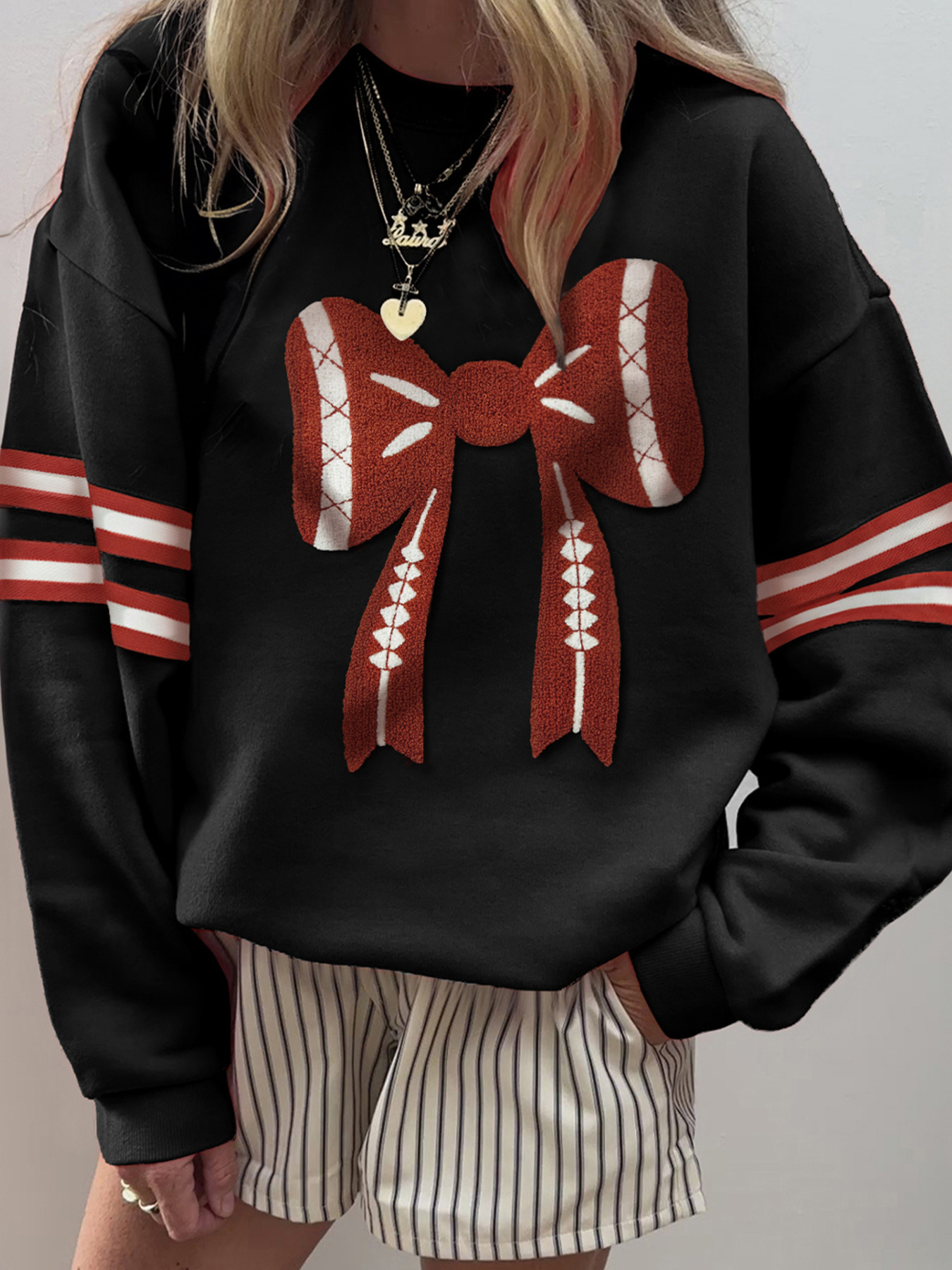 Bow Front Dropped Shoulder Sweatshirt