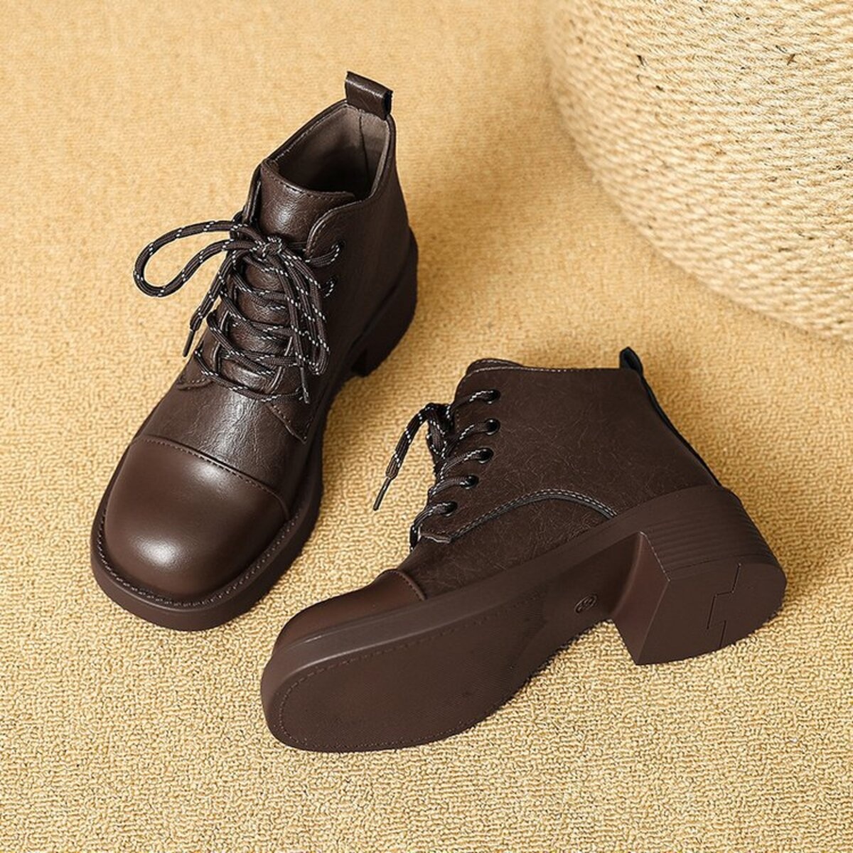 Round Toe Block Heels Boots