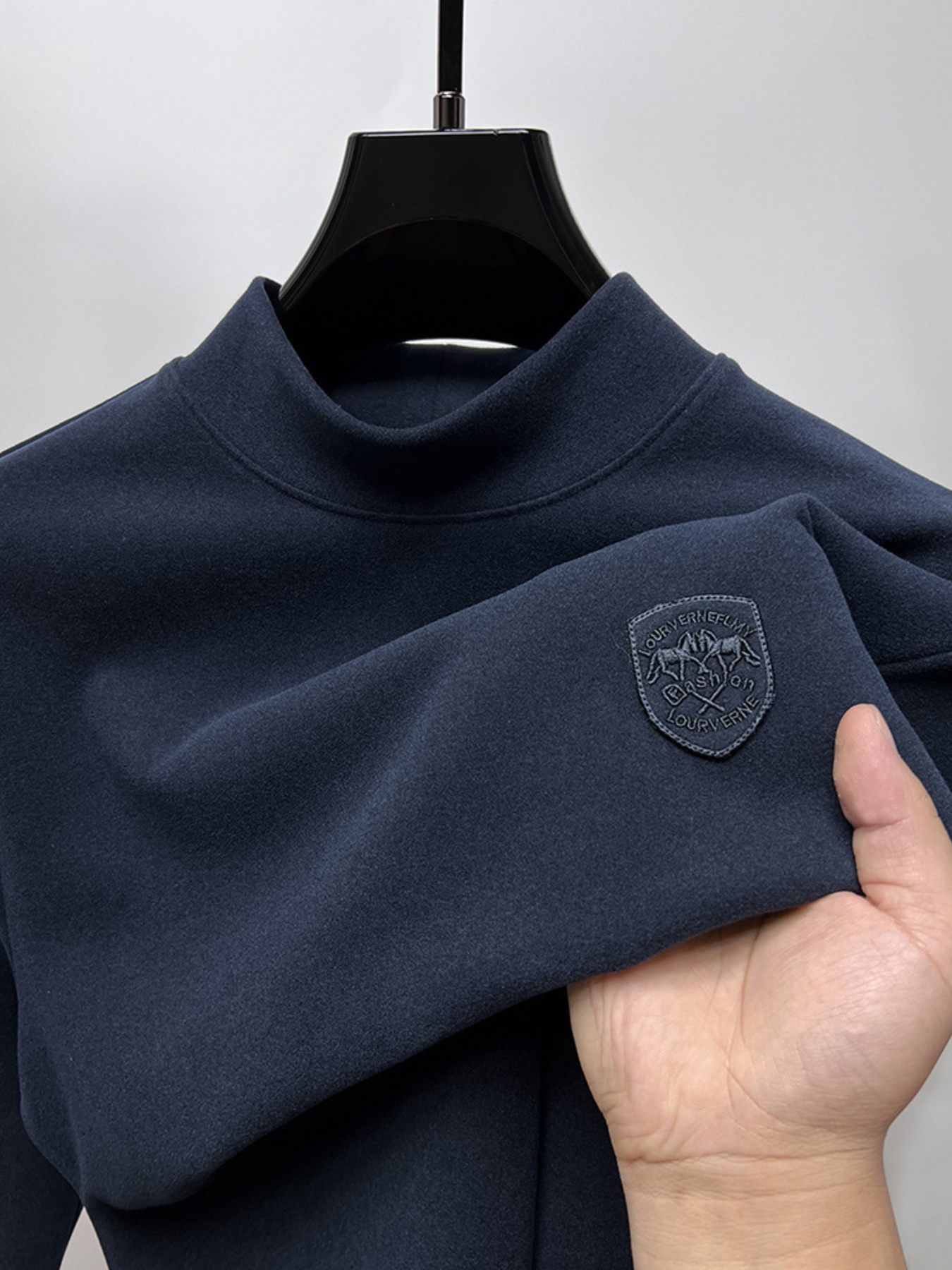 Men's Plus Size Mock Neck Long Sleeve T-Shirt