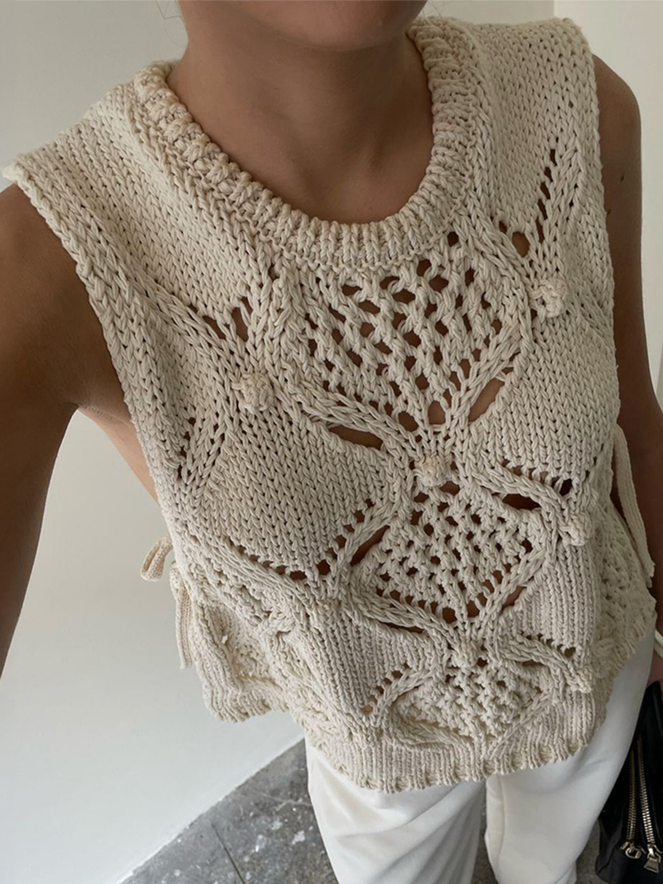 Crochet Hollow Out Sweater Vest