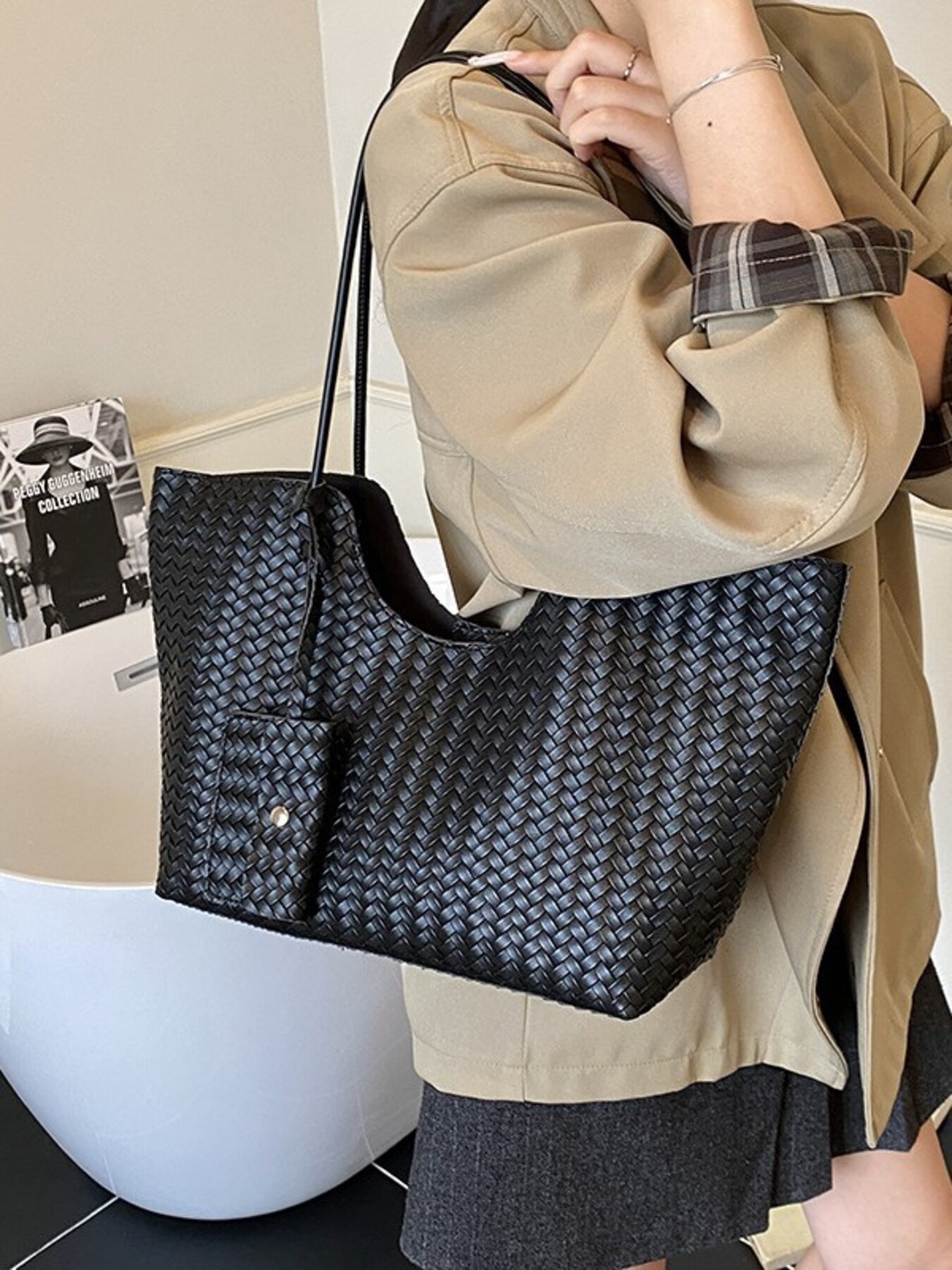 Woven Texture Large Capacity Tote Bag