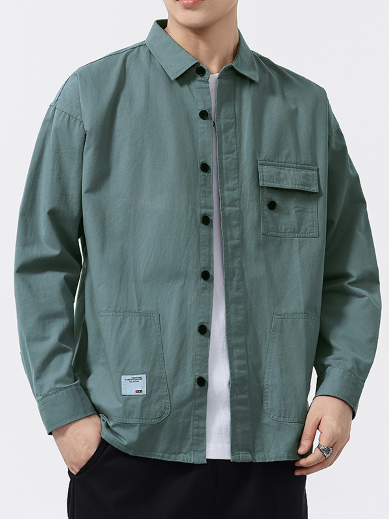 Men's Plus Size Button-Up Long Sleeve Shirt