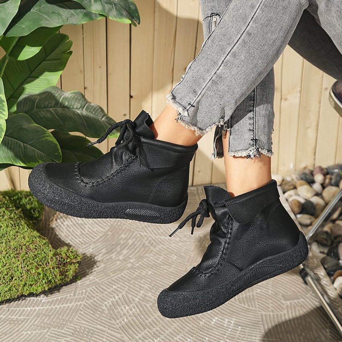 Lace-Up Platform Ankle Boots