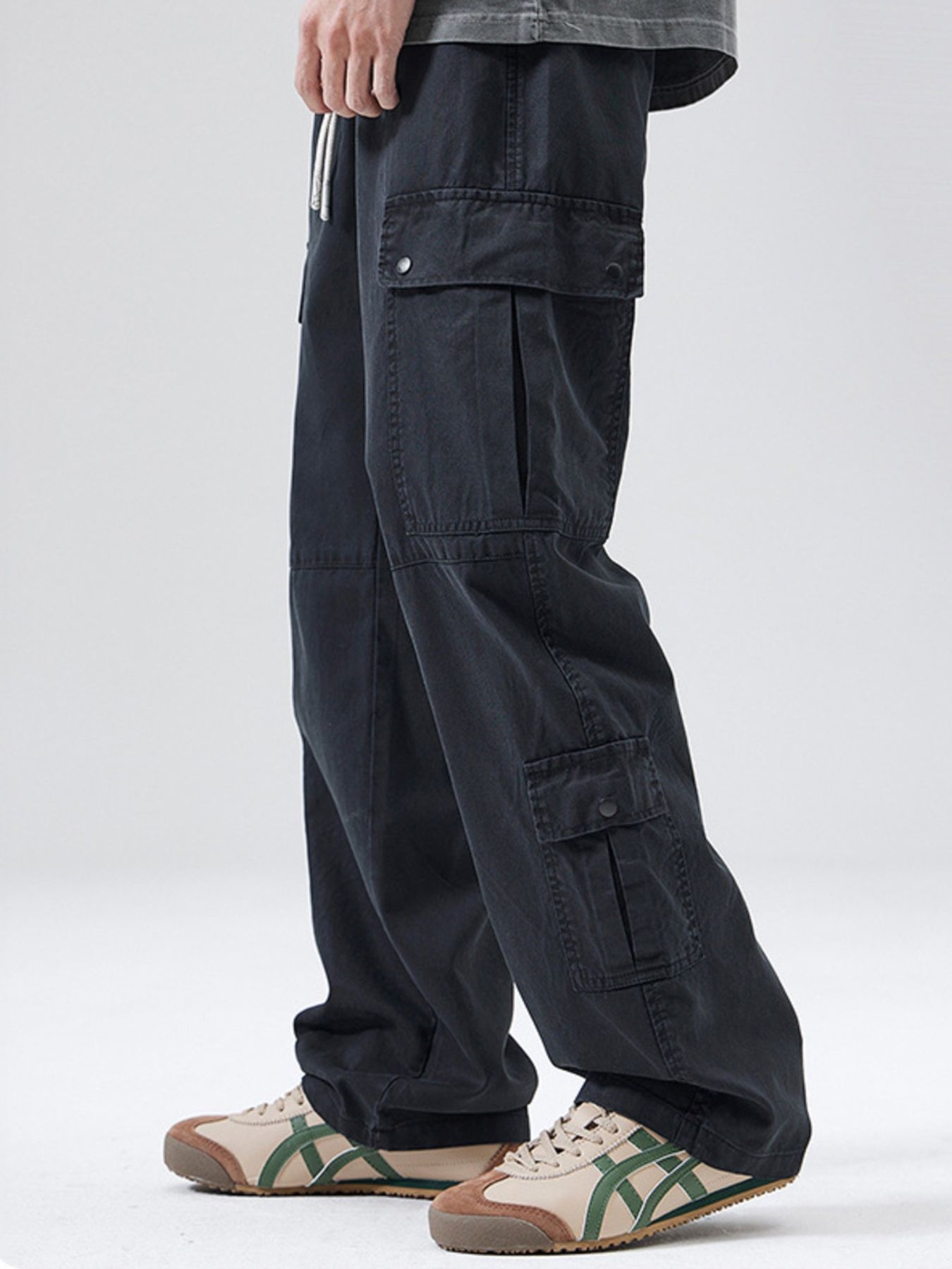 Men's Full Size Drawstring Wide Leg Cargo Pants Plus Size