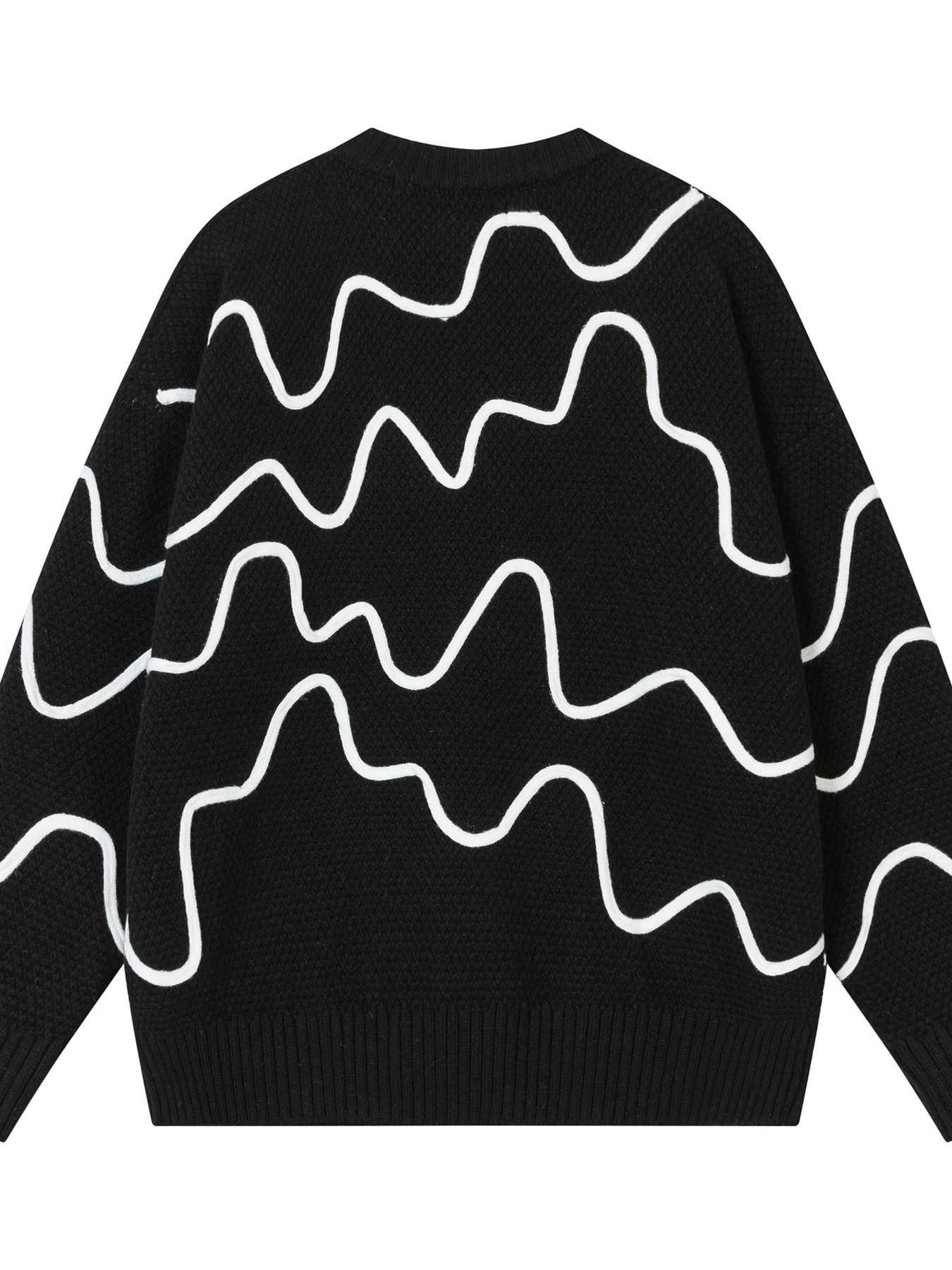 Men's Wave Pattern Knit Pullover Sweater