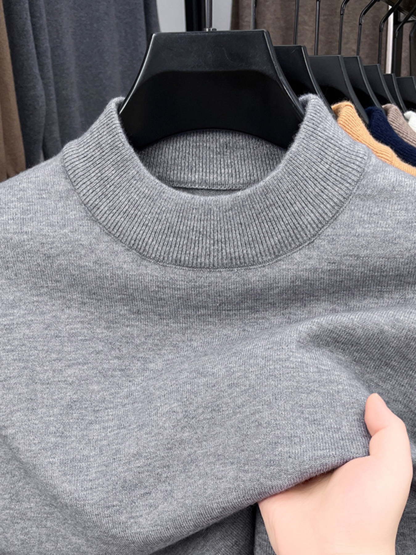 Men's Plus Size Mock Neck Long Sleeve Knit Top