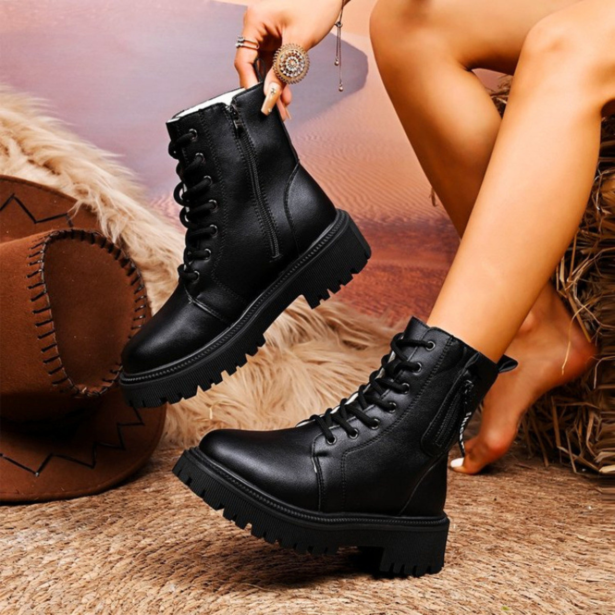 Lace-Up Platform Boots