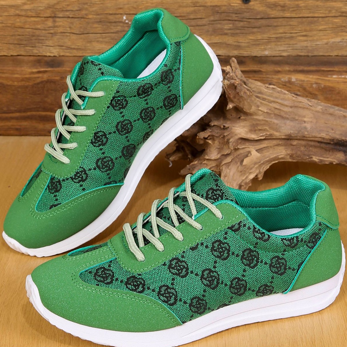 Floral Patterned Lace Up Sneakers