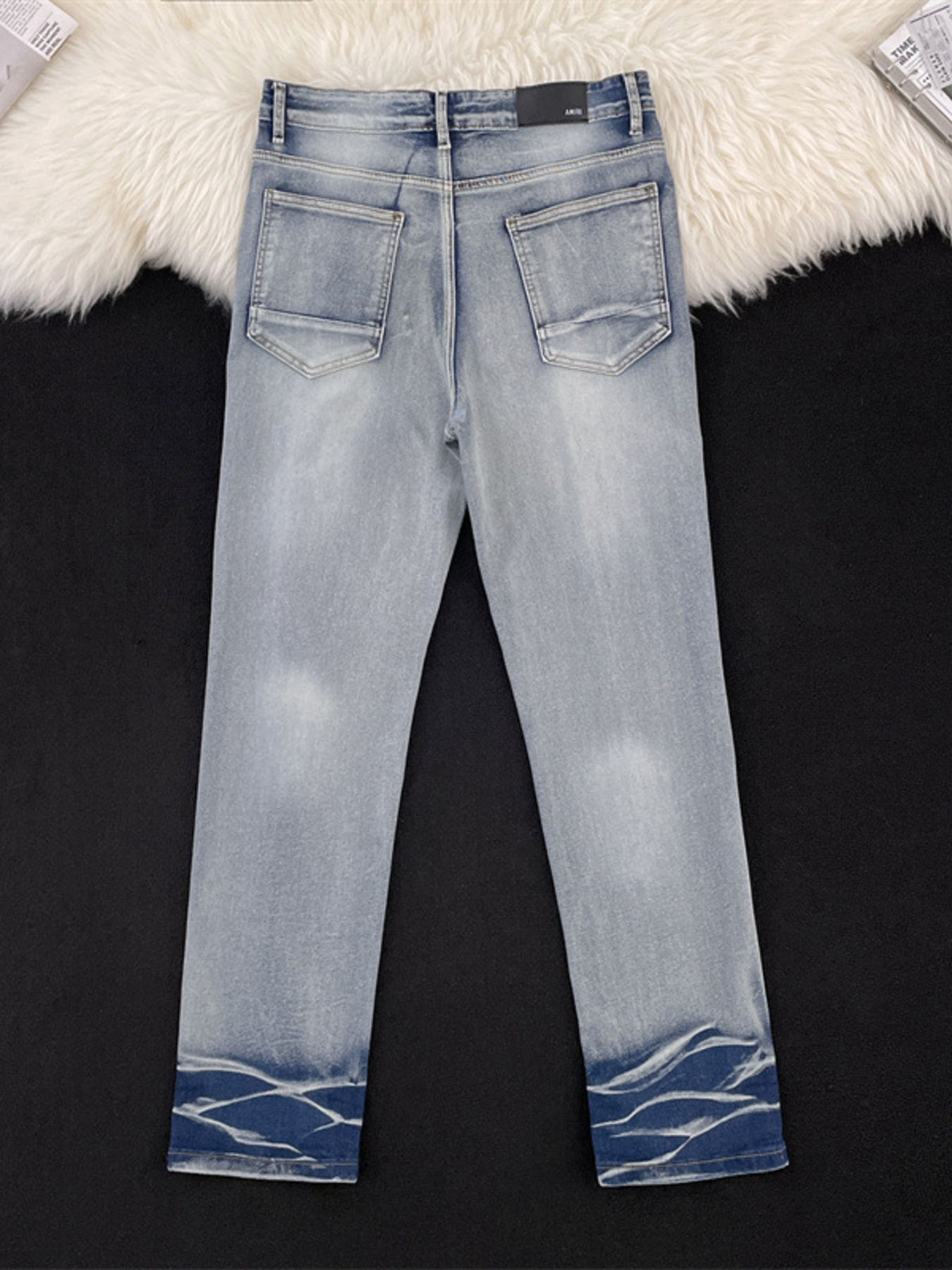 Men's Full Size Distressed Letter Print Skinny Jeans Plus Size