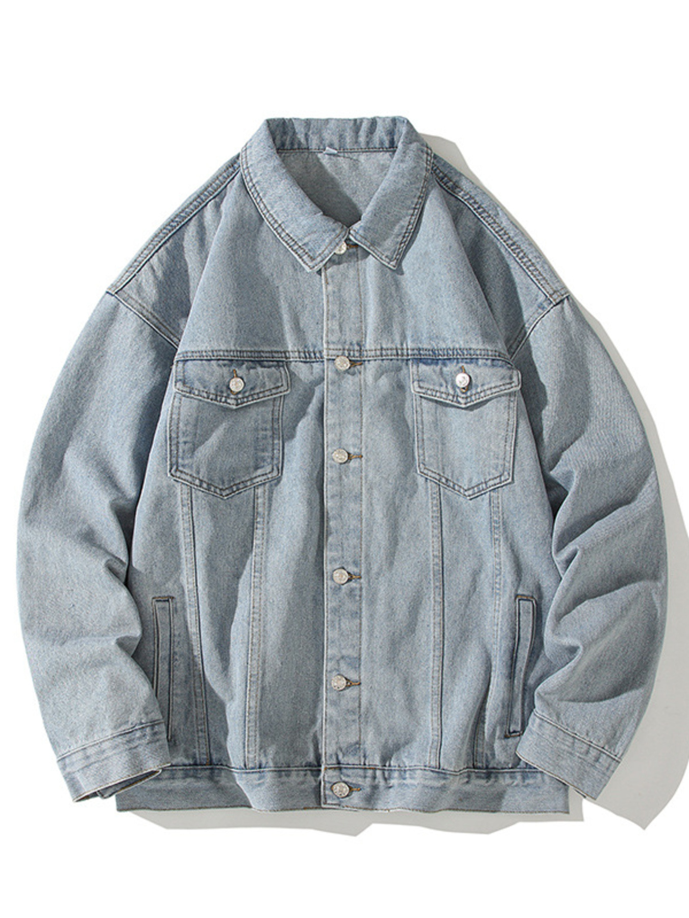 Men's Vintage Button Up Wash Denim Jacket