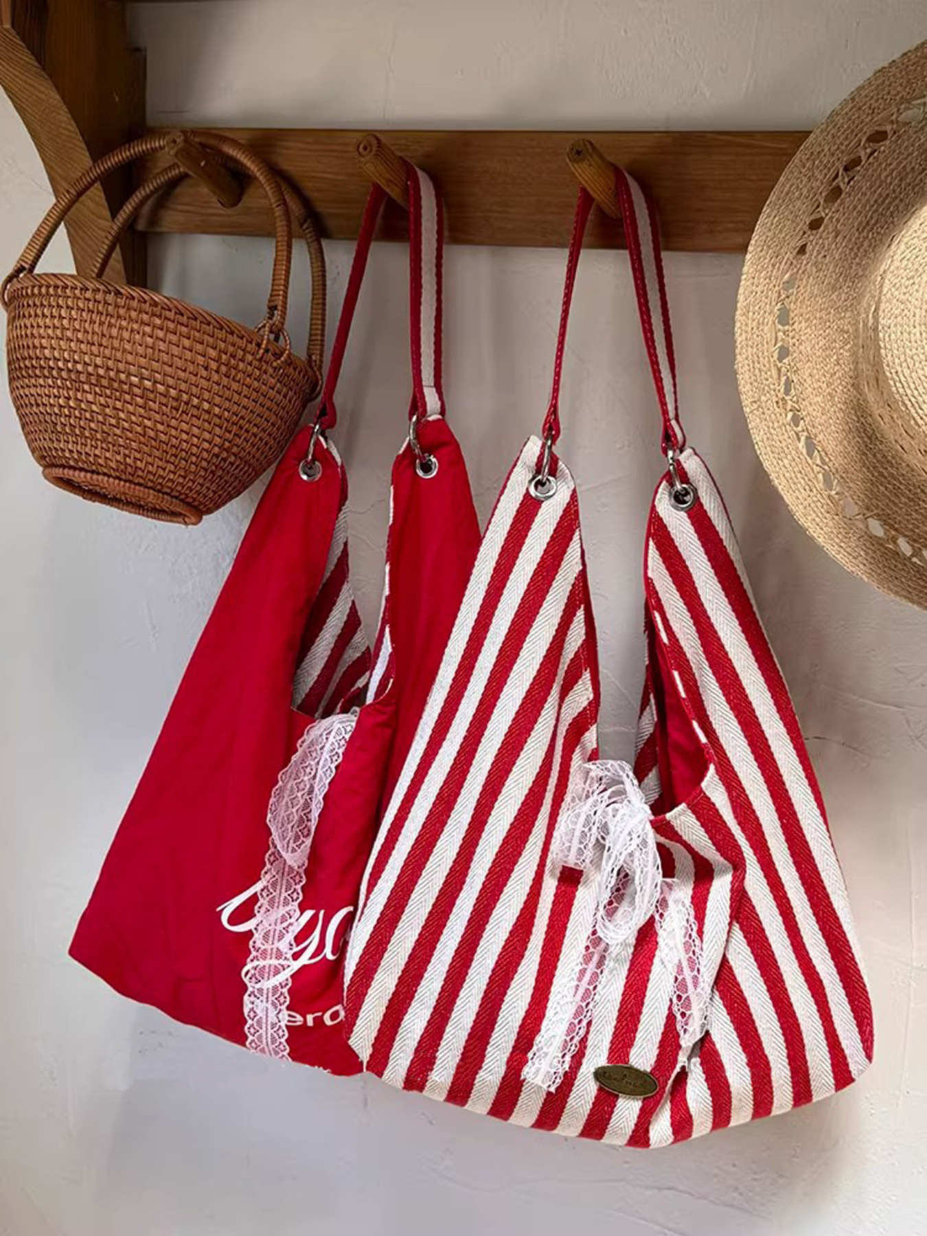 Striped Canvas Tote Bag