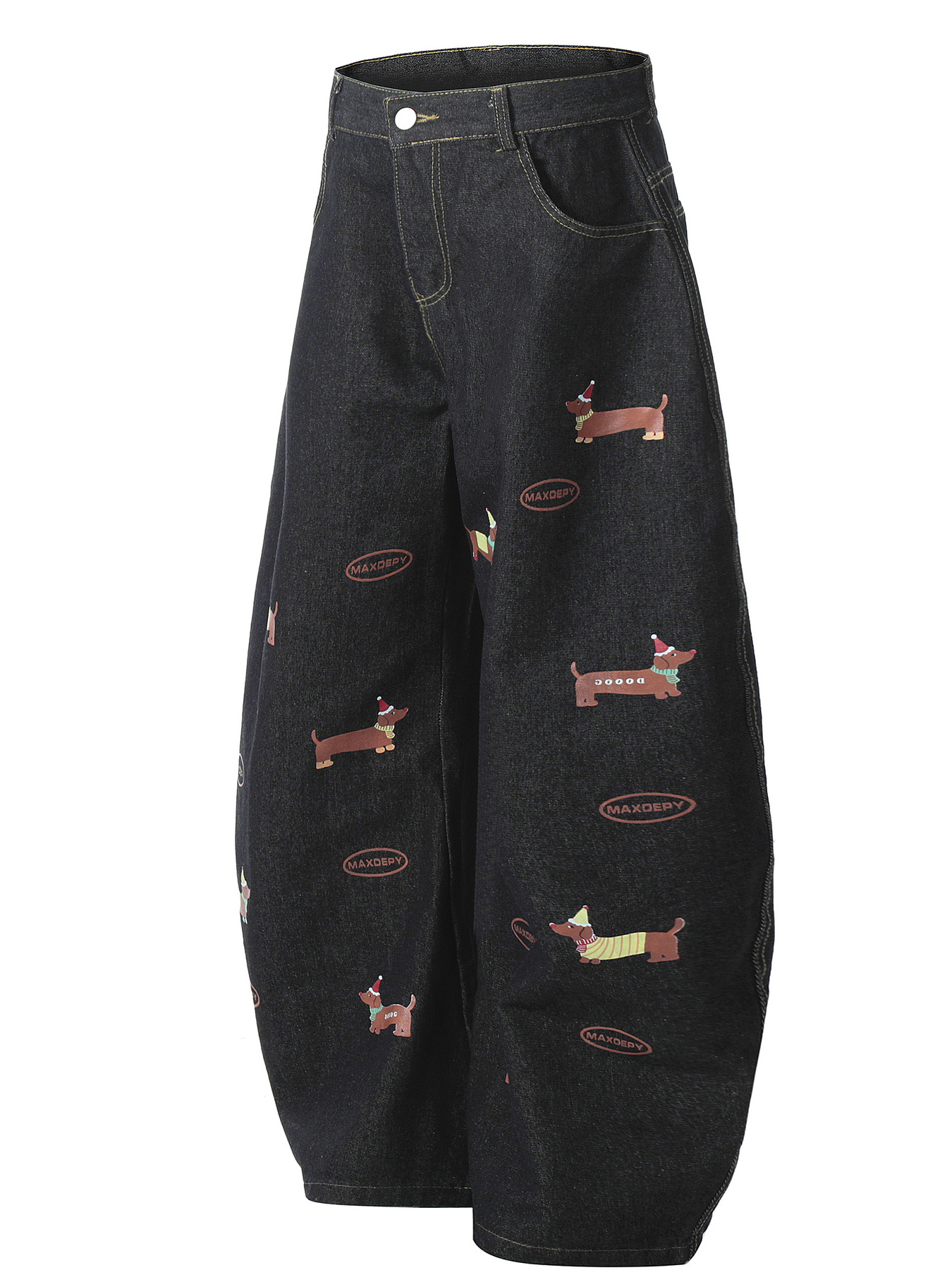 Men's Dog Pattern Wide Leg Jeans
