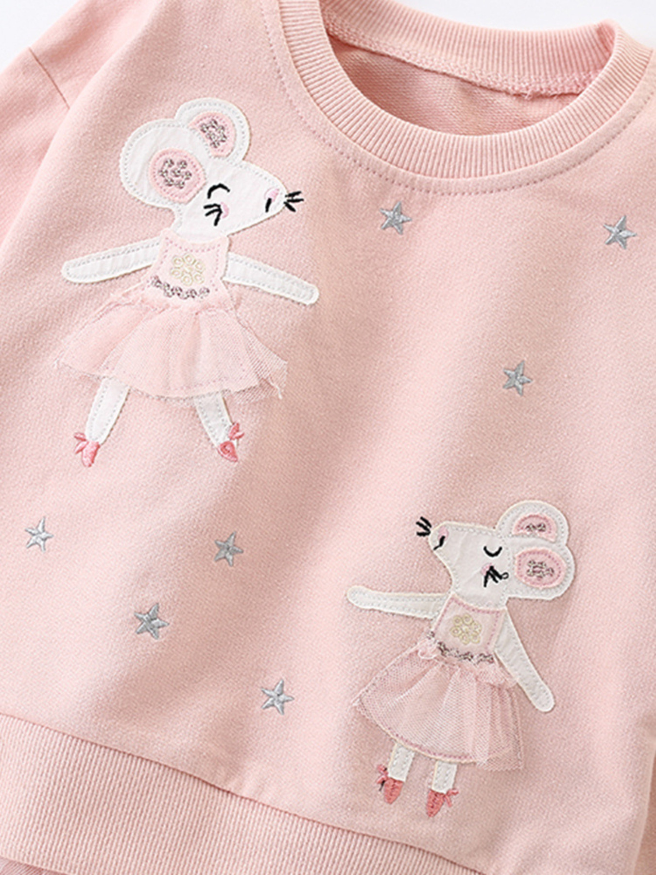 Children's Ballerina Mouse Applique Sweatshirt & Pants Set