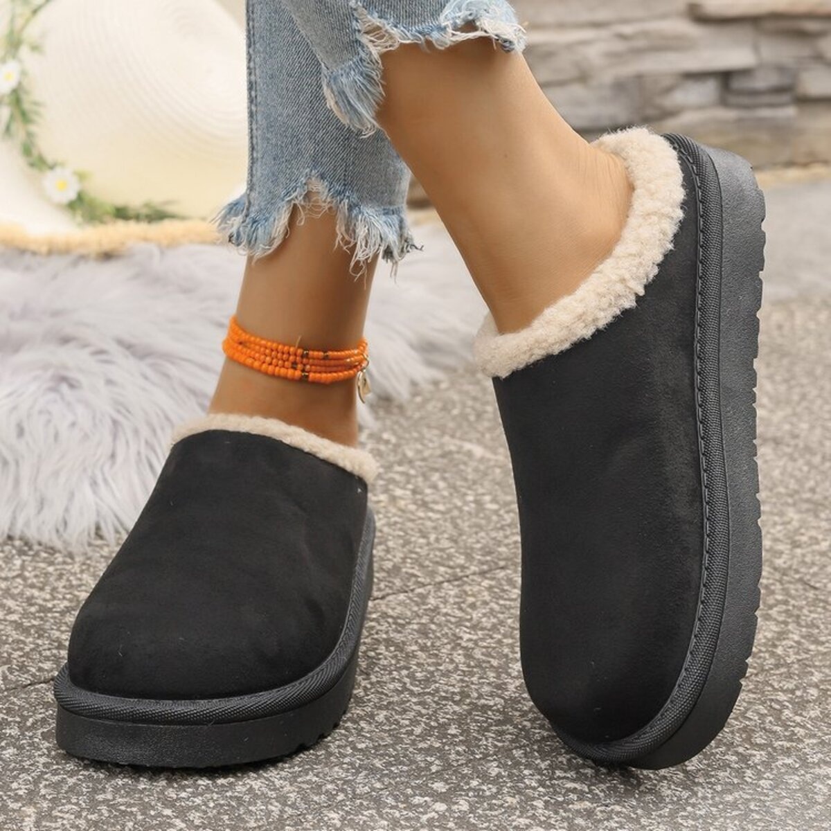 Cozy Plush Lined Platform Slippers