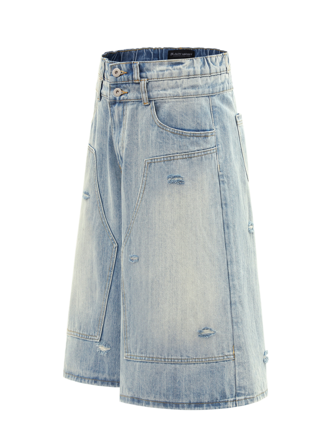 Men's Washed Wide Leg Cropped Jeans