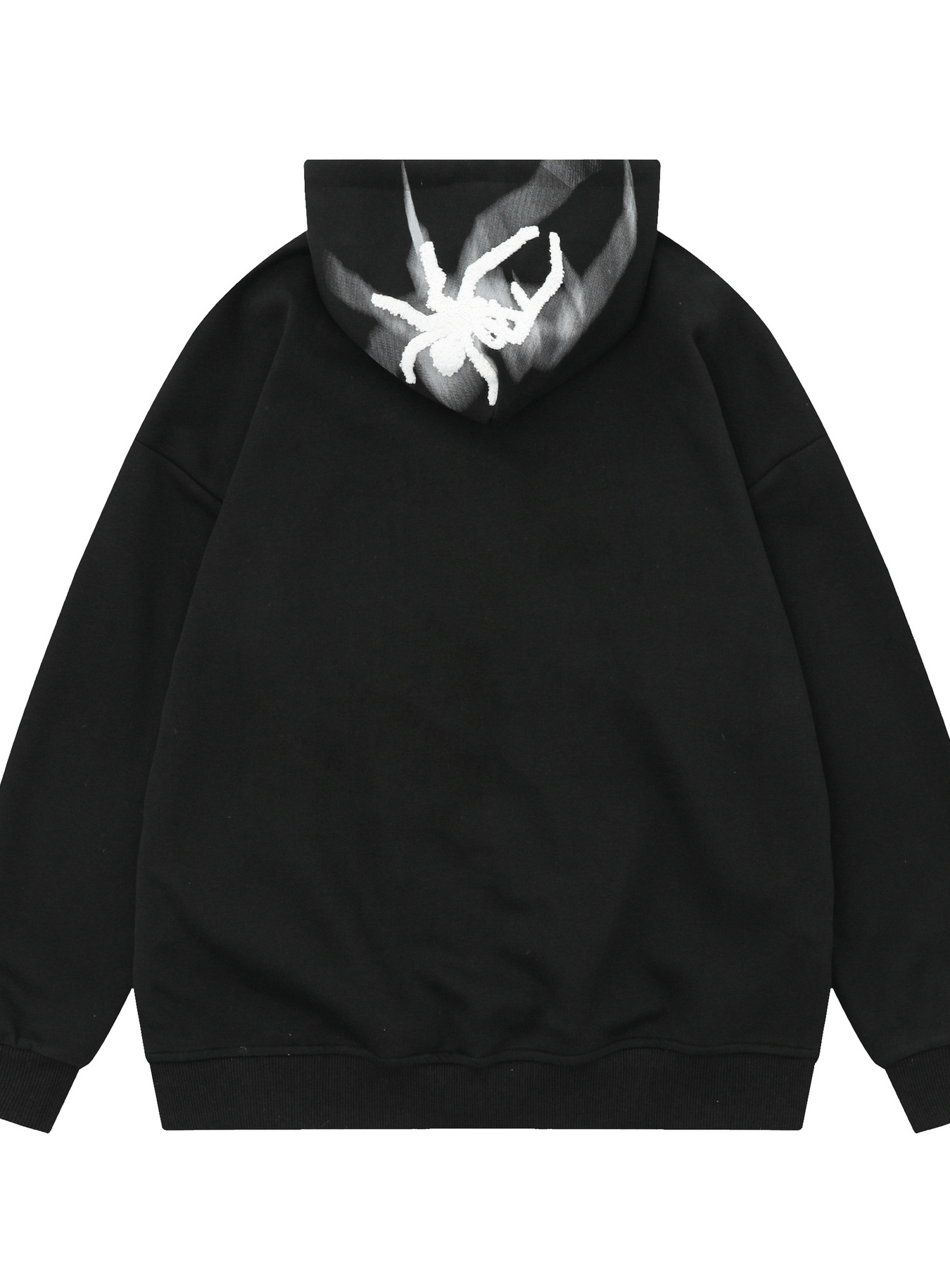 Men's Spider Graphic Oversized Hoodie with Side Button Details