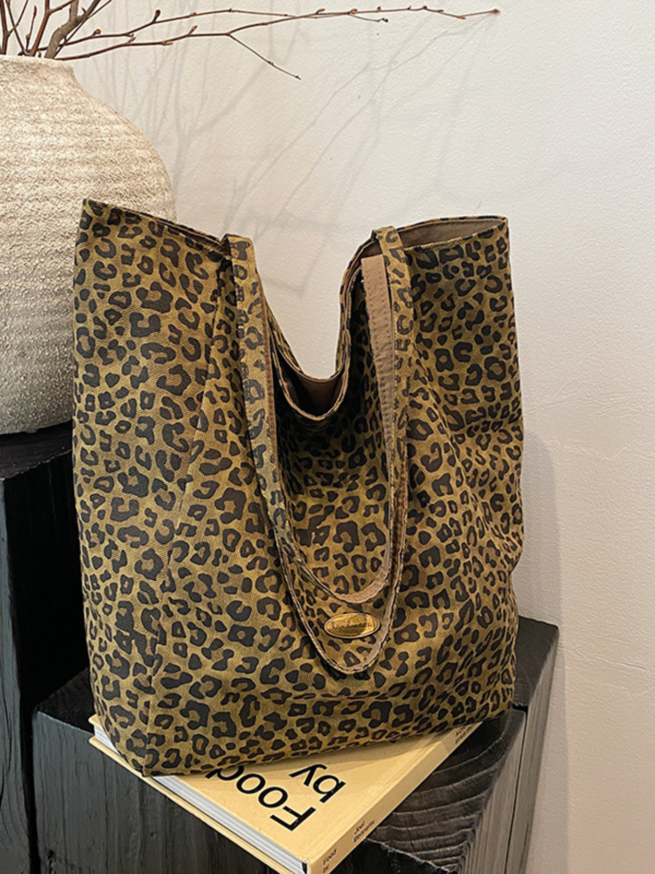Leopard Print Casual Tote Bag