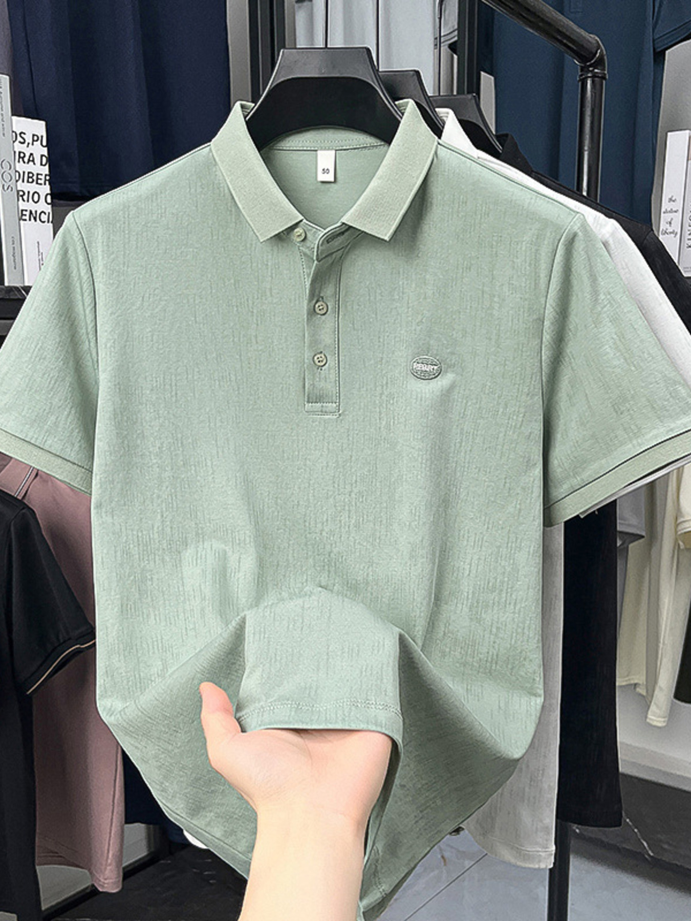 Men's Plus Size Short Sleeve Button Detail Polo