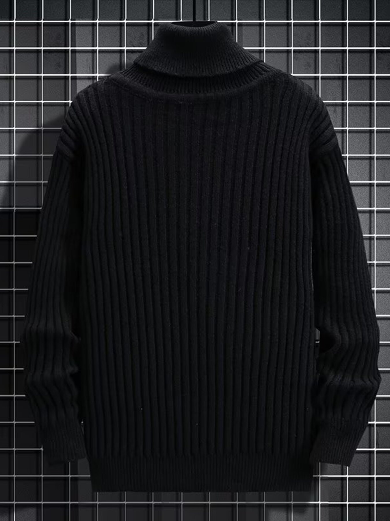 Men's Plus Size Classic Ribbed Turtleneck Sweater