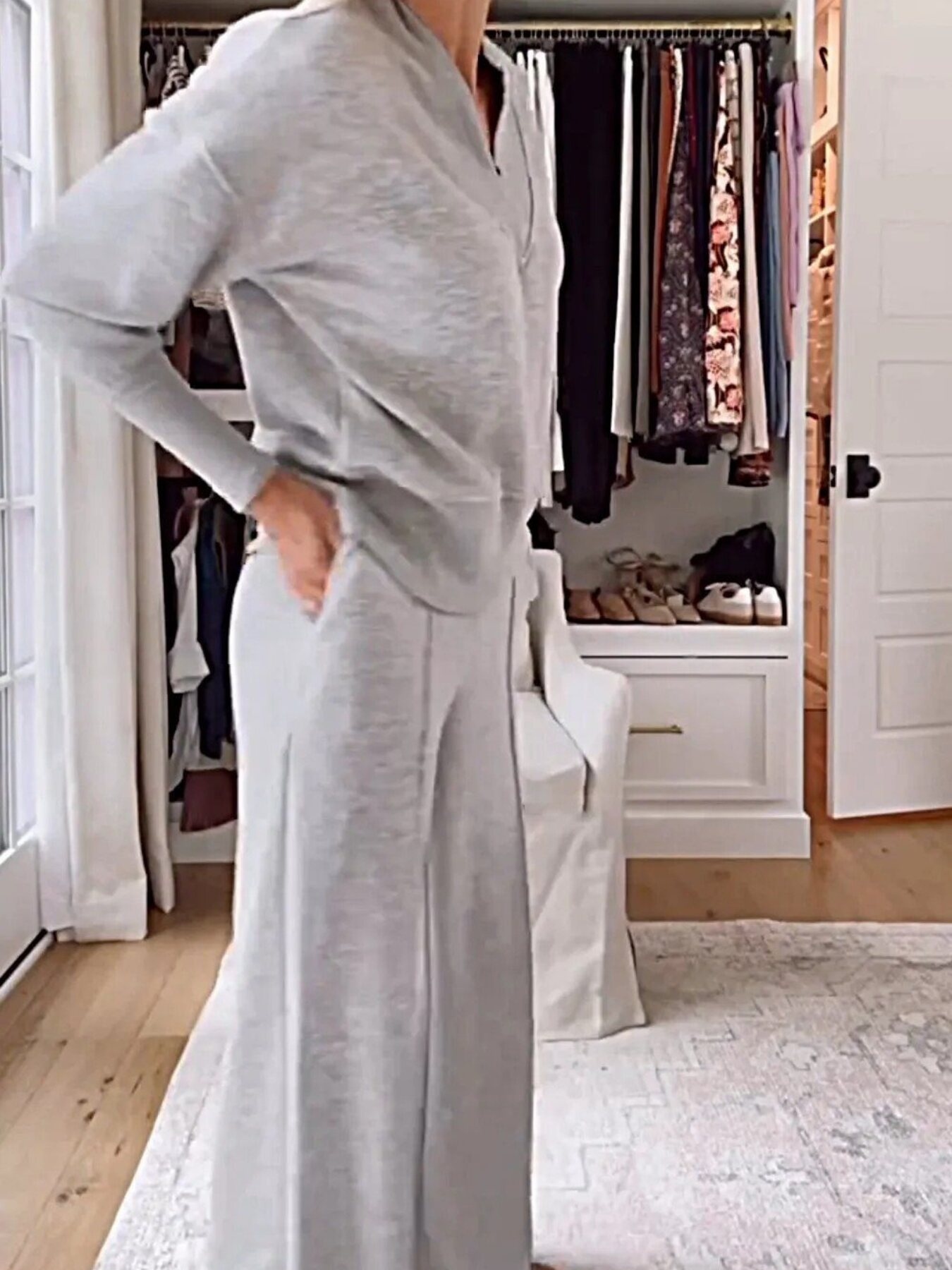 Full Size Cozy V-Neck Top and Pants Set Plus Size