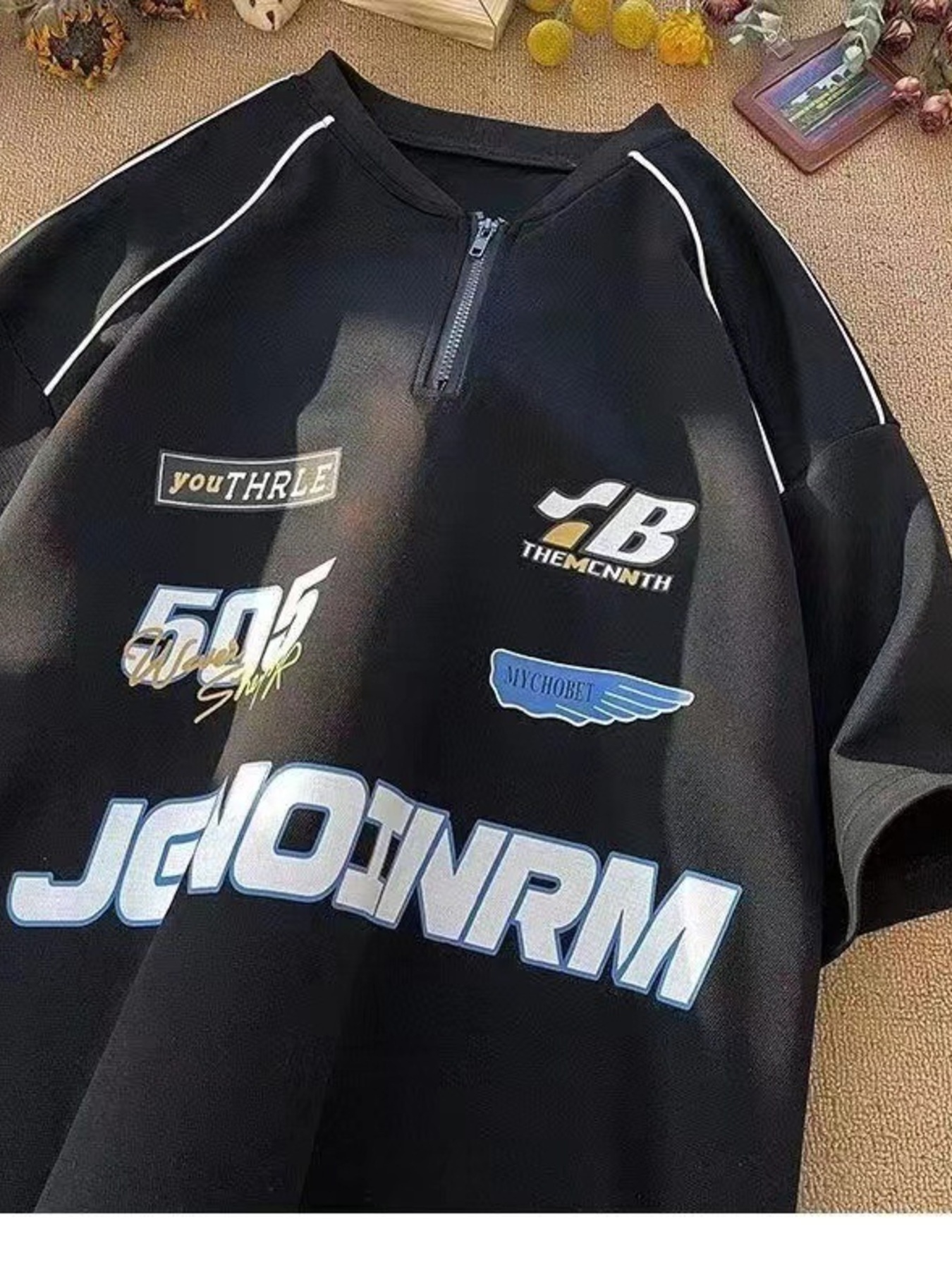 Men's Plus Size Quarter Zip Half Sleeve Top