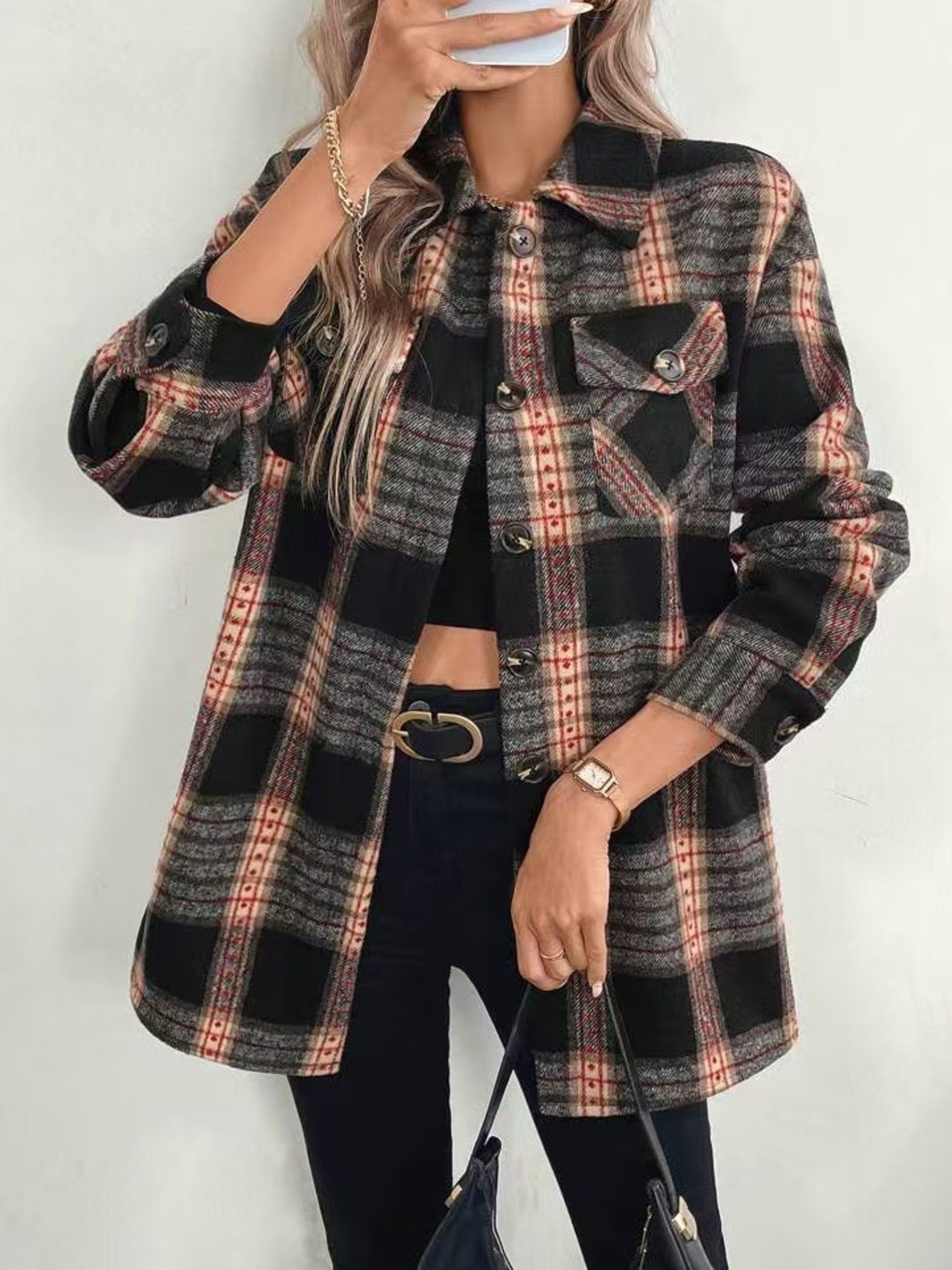 Vintage Plaid Button-Up Shacket