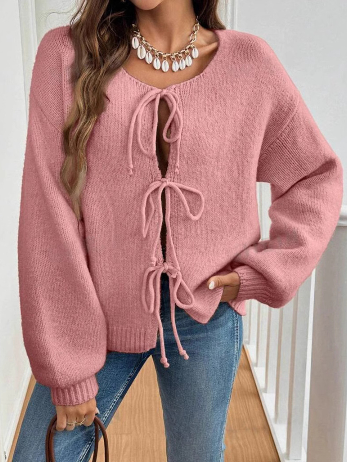 Tie-Front Long Sleeve Cardigan