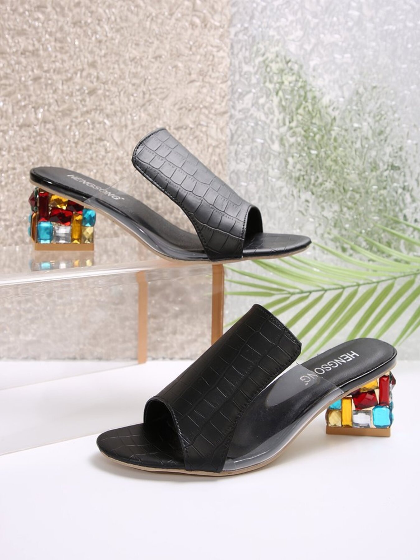 Open Toe Colorful Block Heels Sandals