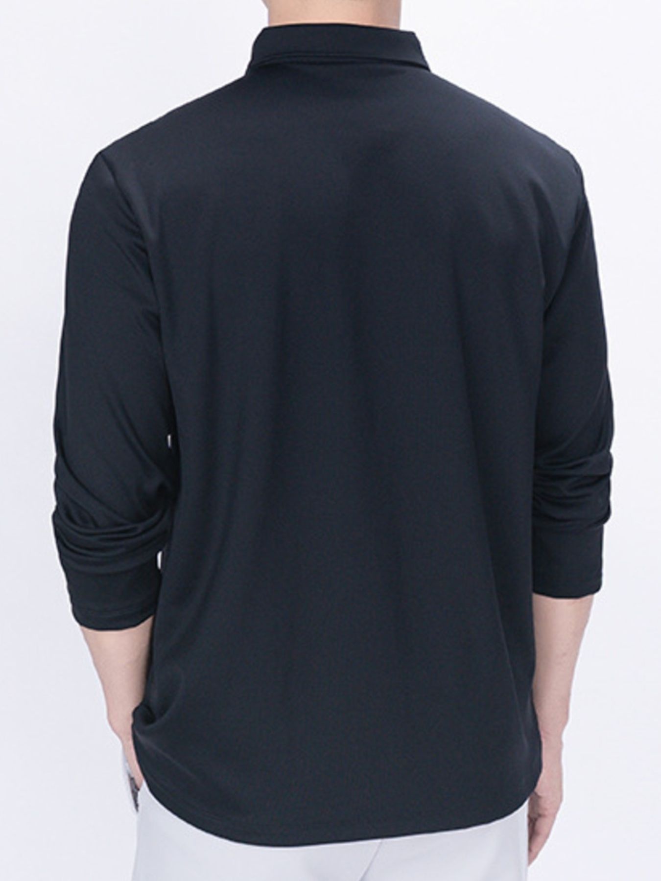 Men's Plus Size Collared Neck Long Sleeve Polo