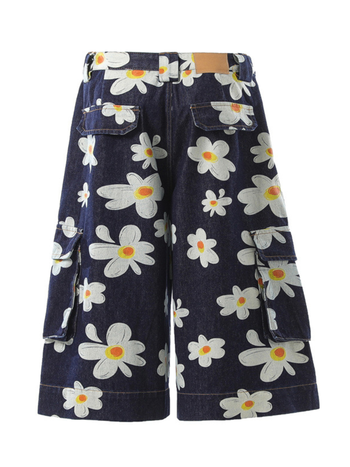 Men's Floral Print Denim Cargo Shorts