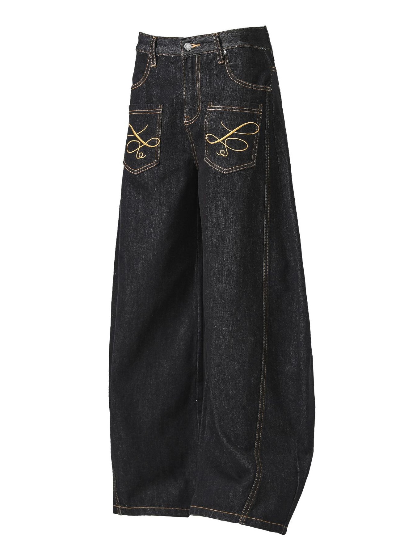 Men's Embroidered Pocket Curved Jeans