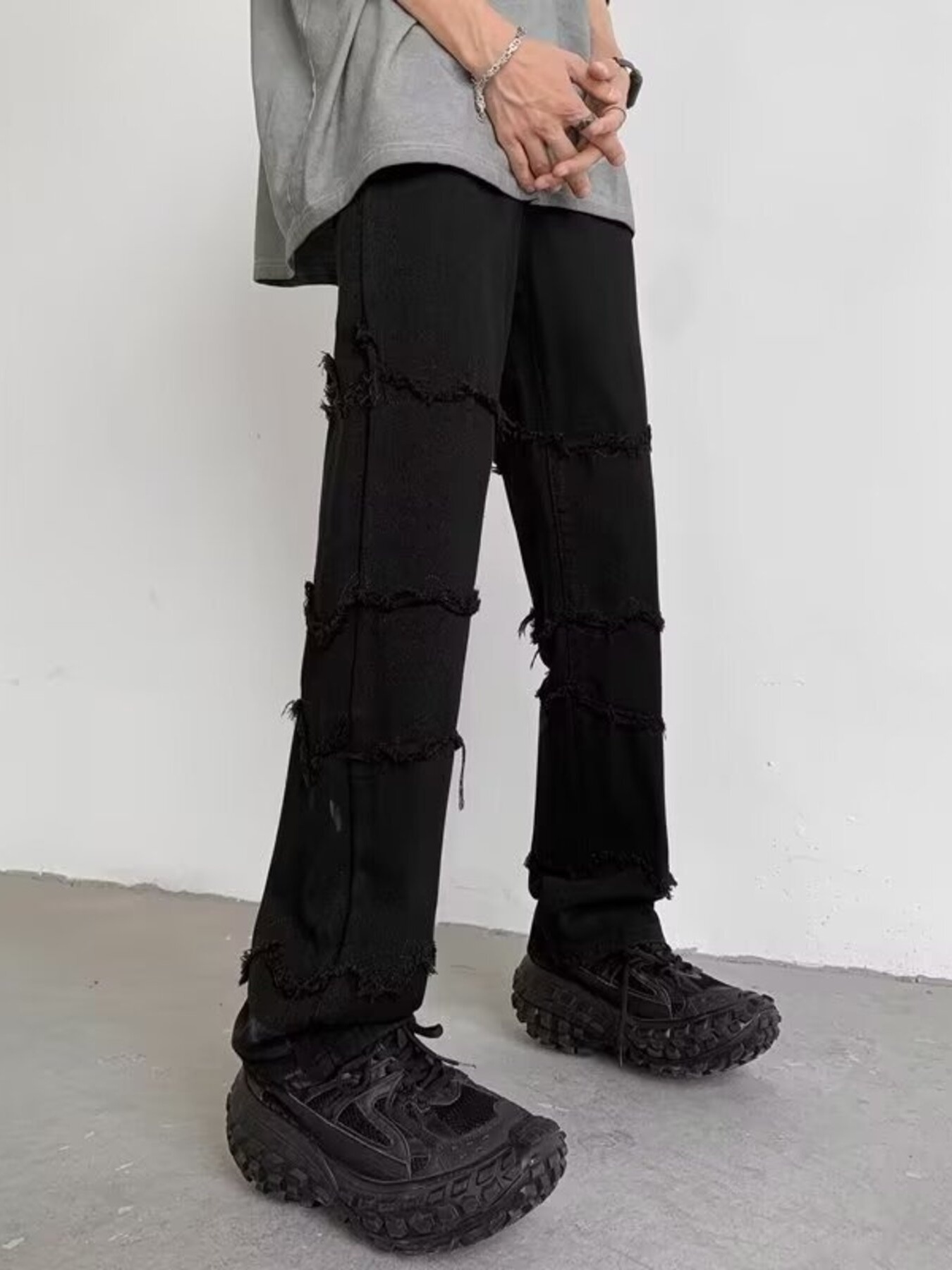 Men's Full Size Raw Hem Jeans Plus Size