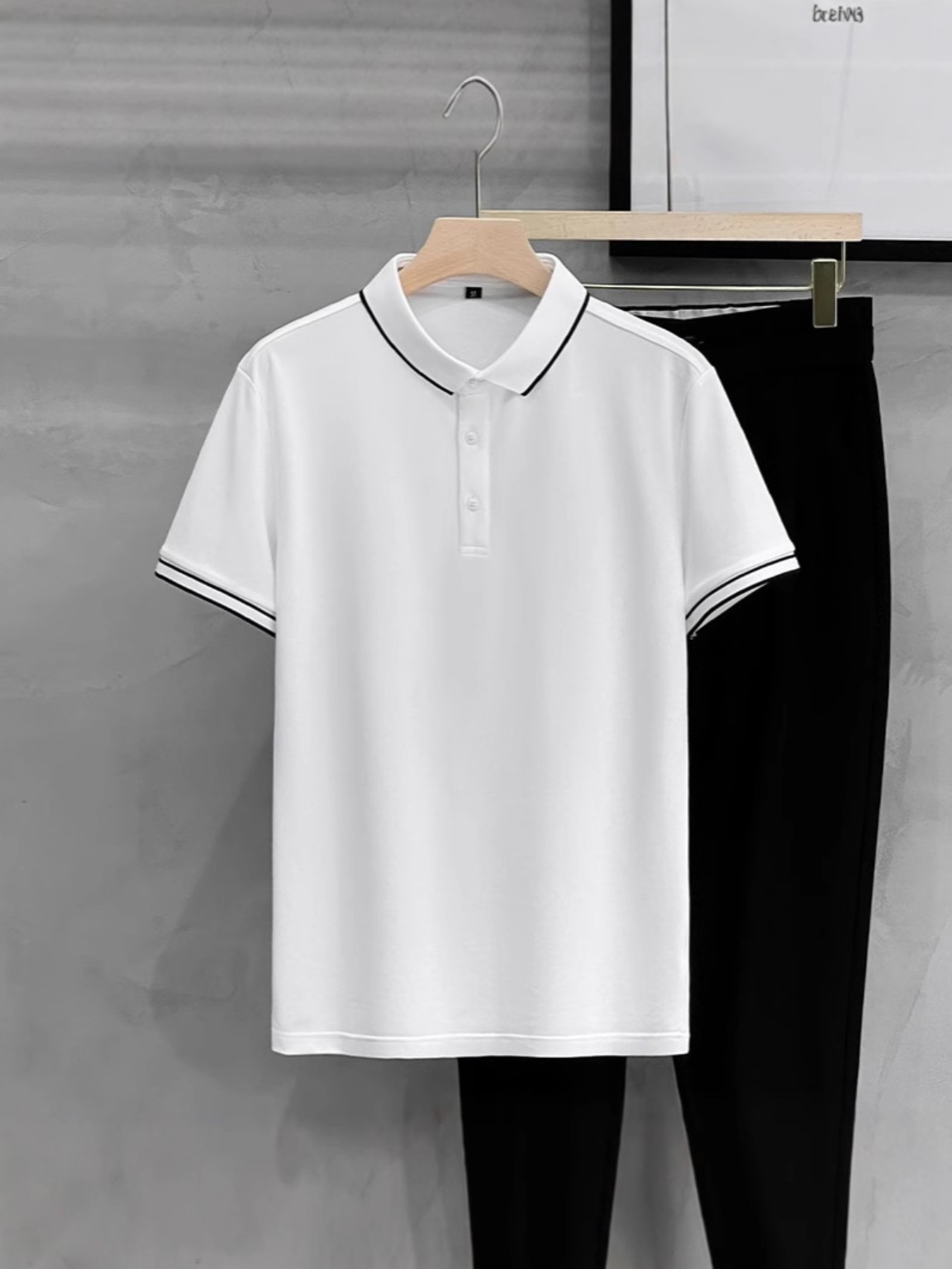 Men's Plus Size Contrast Trim Short Sleeve Polo
