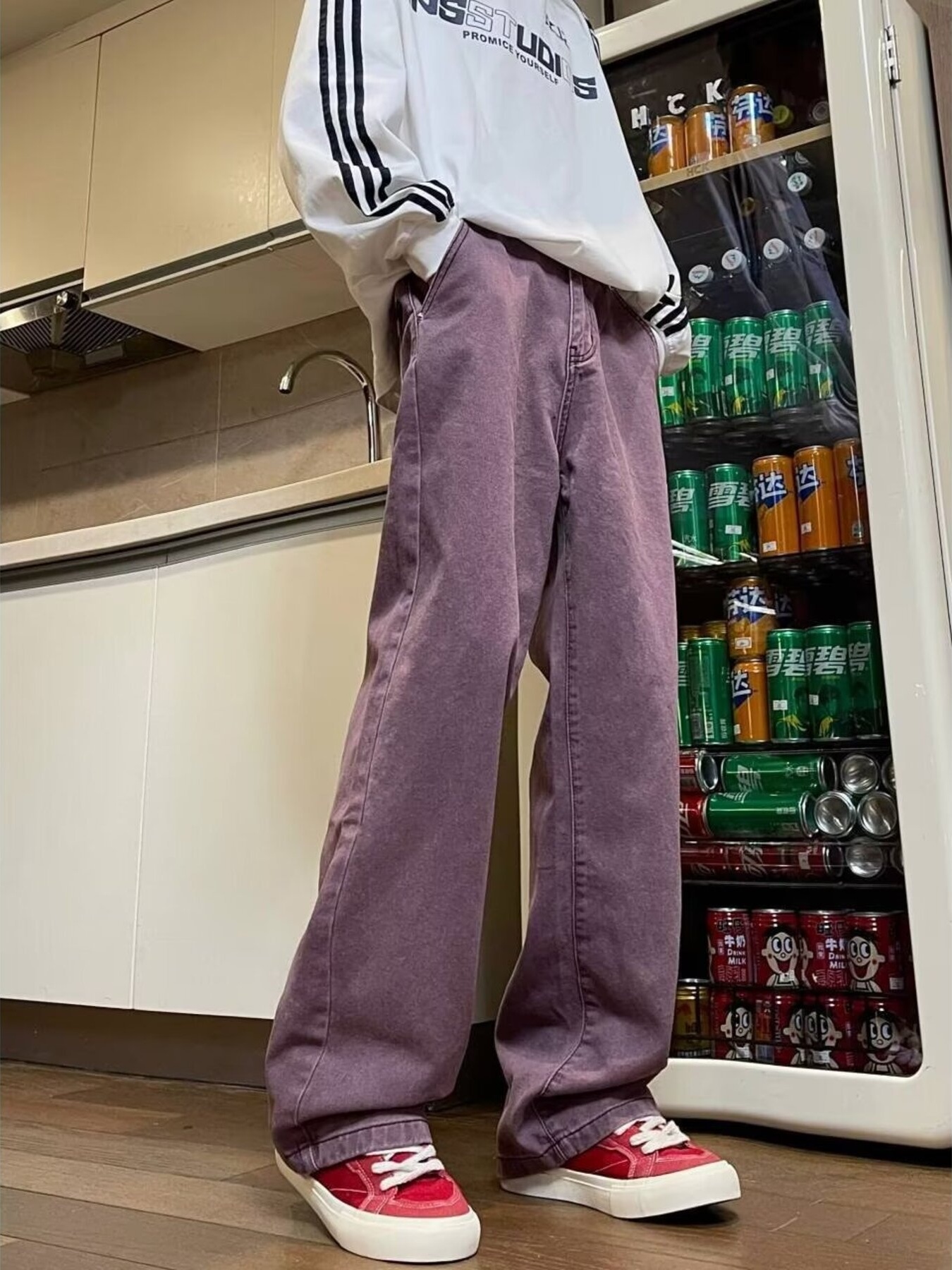 Men's Full Size Vintage Wash Wide Leg Jeans Plus Size