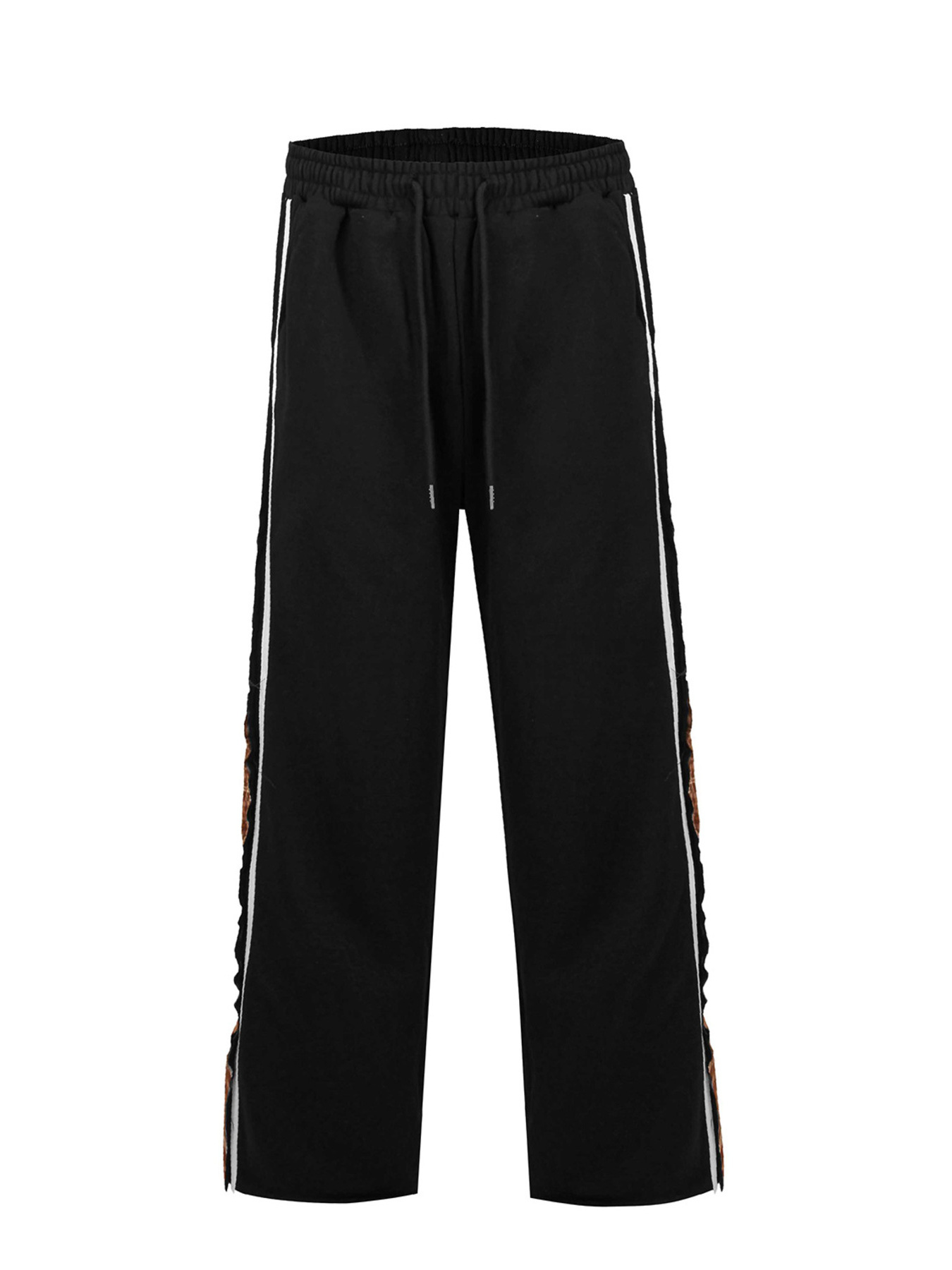 Men's Drawstring Patchwork Plaid Wide Leg Pants