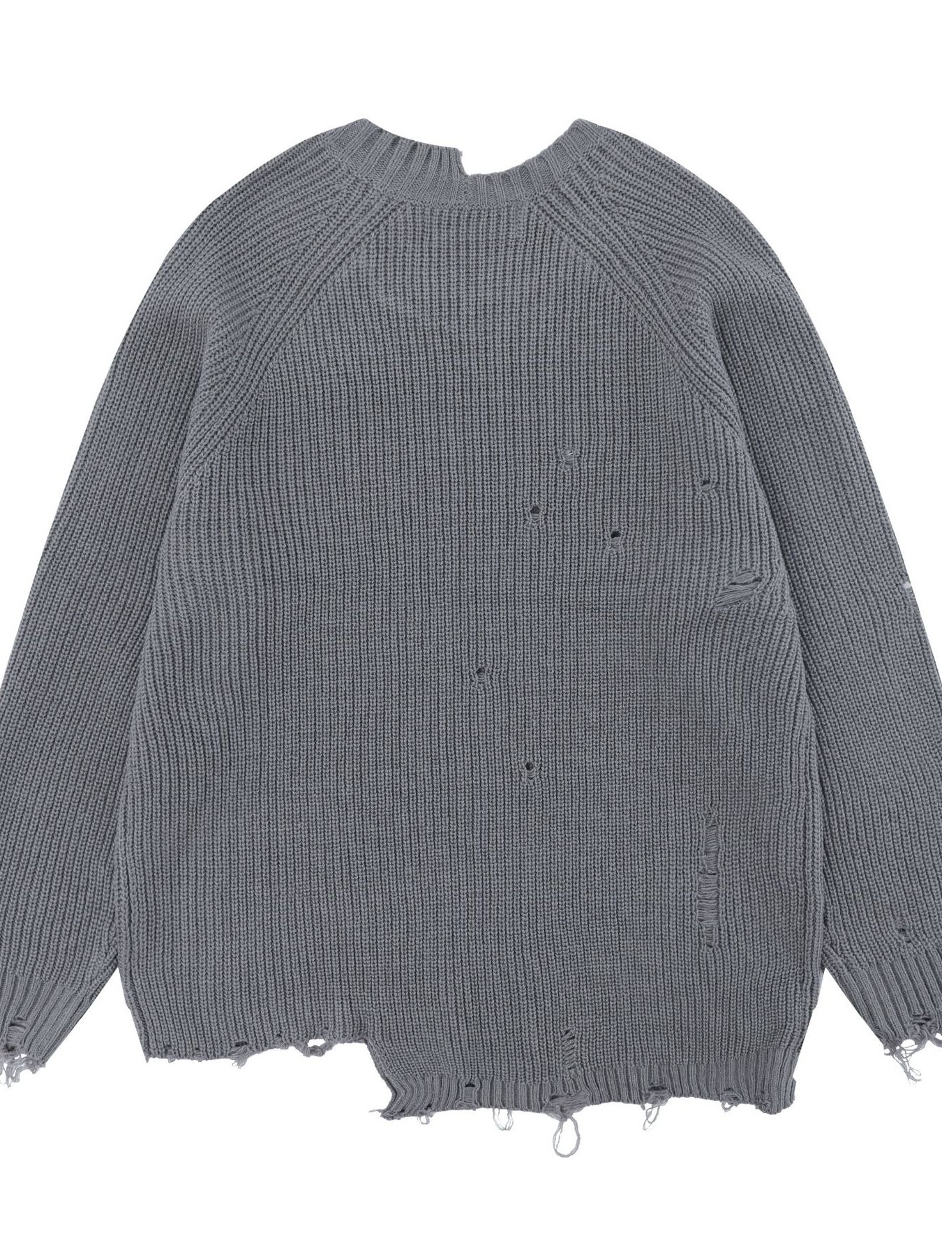 Men's Distressed Letter Ribbed Knit Sweater