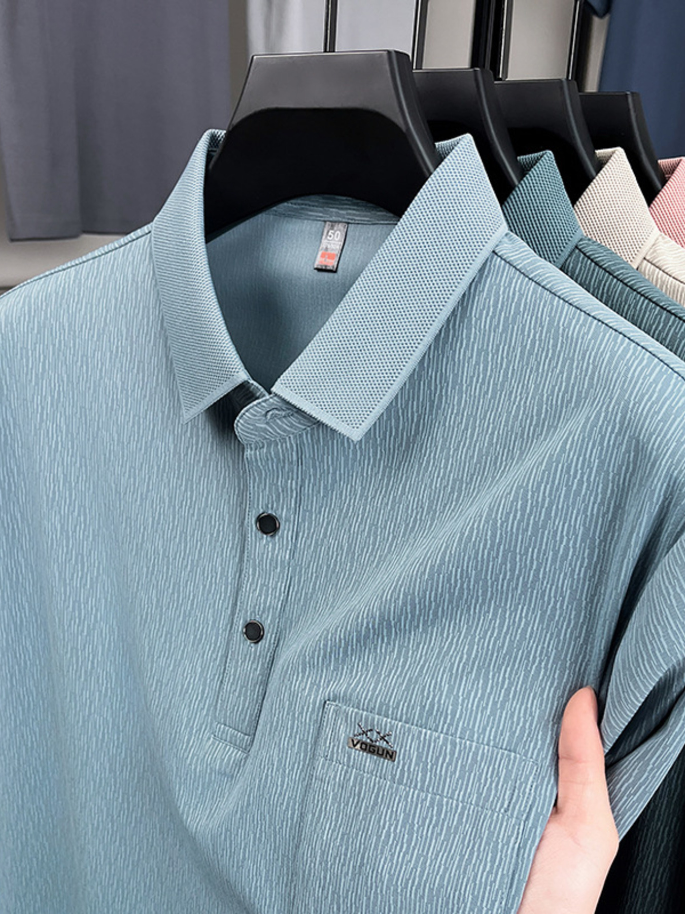 Men's Plus Size Button Detail Short Sleeve Polo