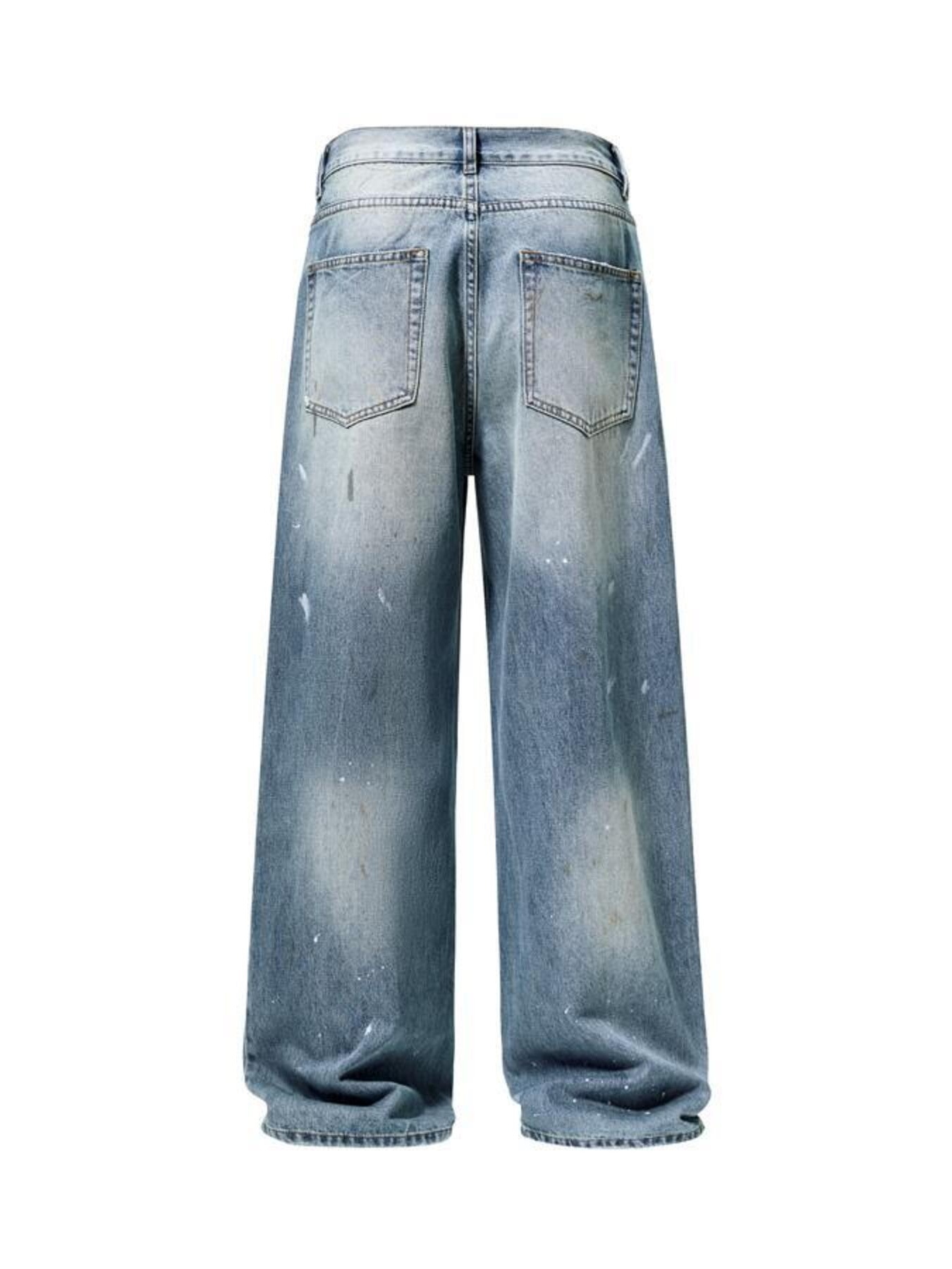 Men's Distressed Button Fly Wide Leg Jeans