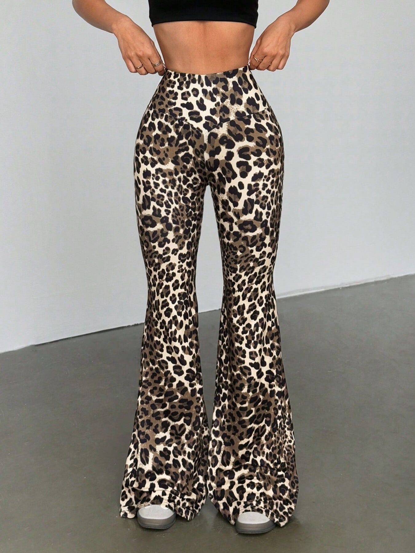 Leopard Print High Waist Flare Pants