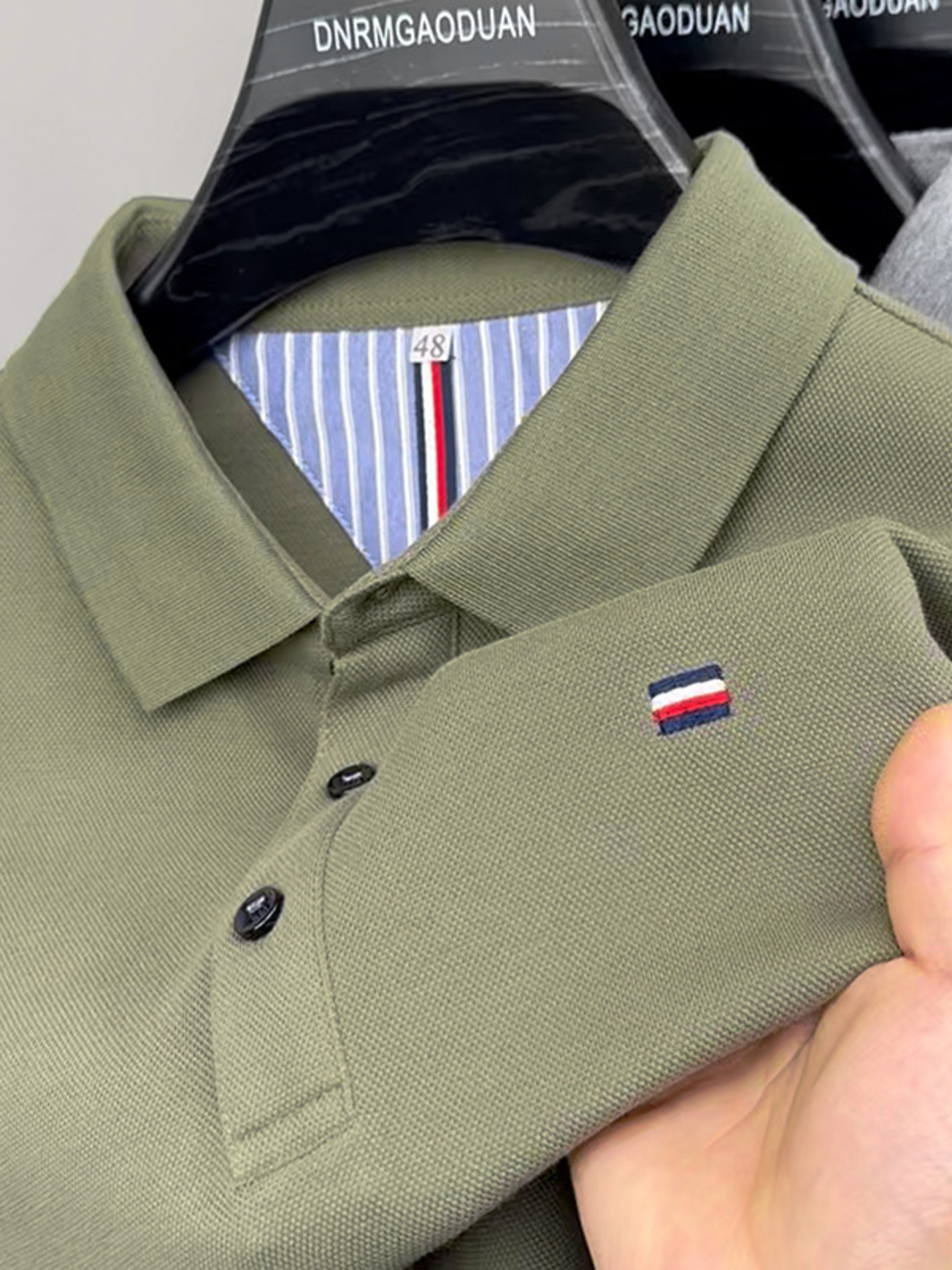 Men's Plus Size Contrast Collar Trim Short Sleeve Polo