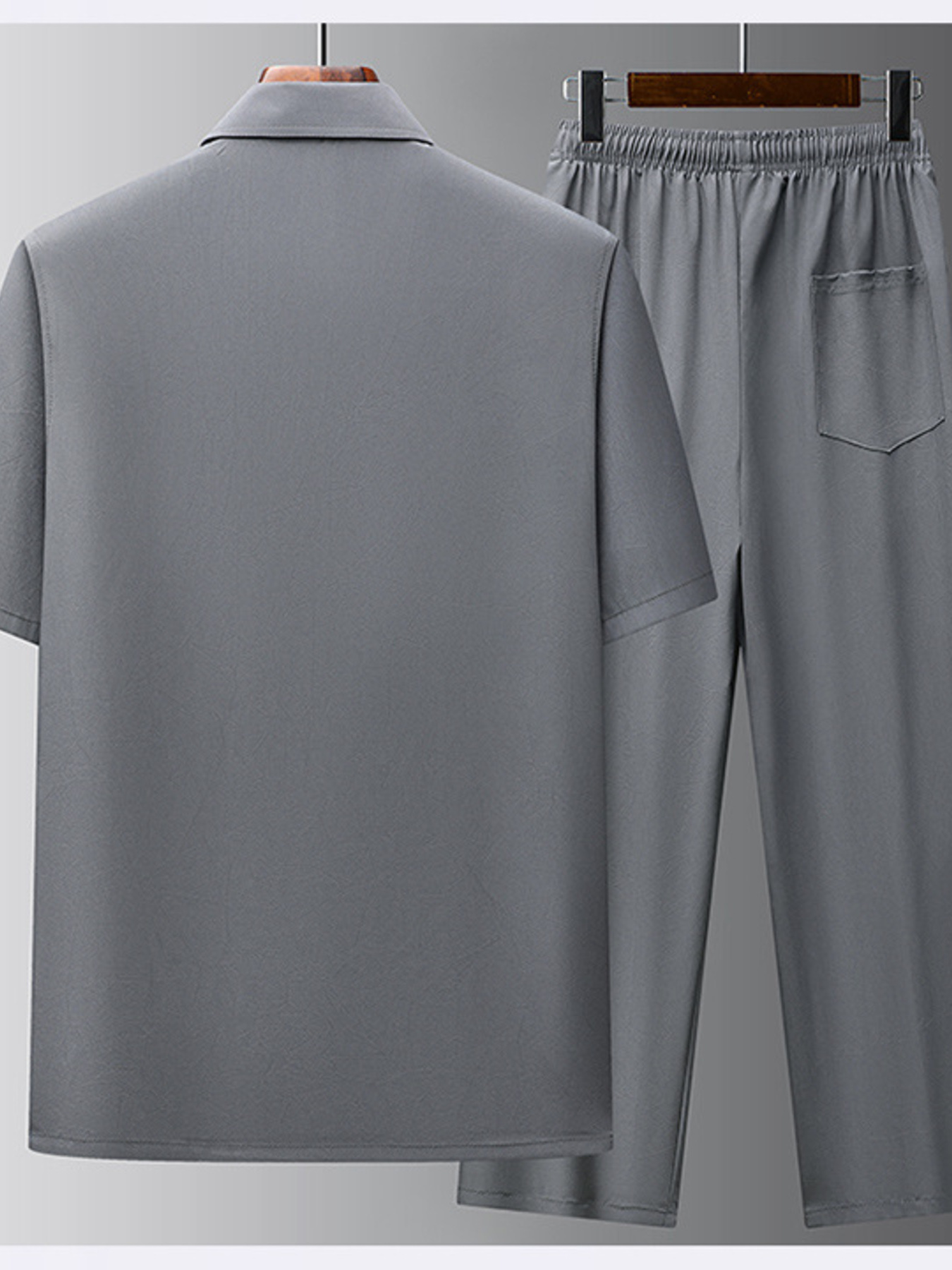 Men's Full Size Button Up Short Sleeve Top and Pants Set Plus Size